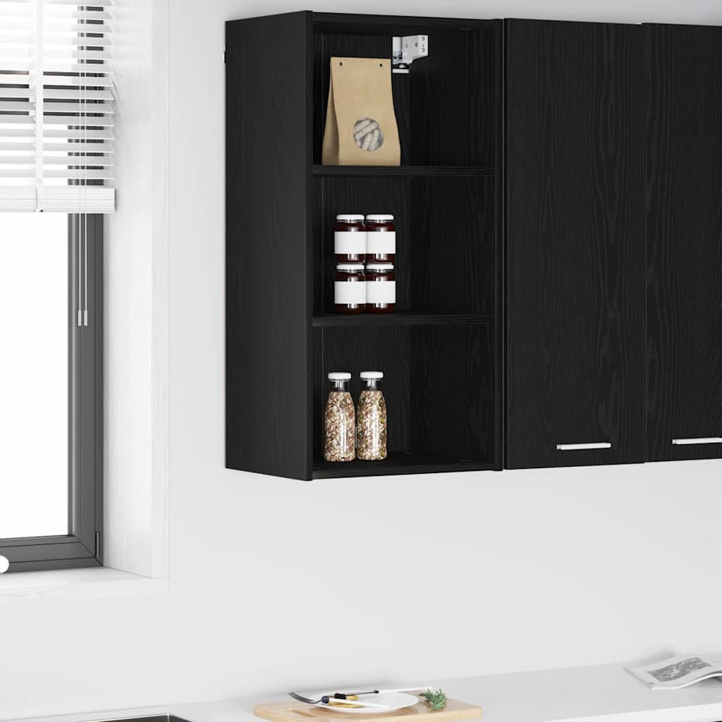 Hangkast met opslag Zwart Eiken 40 x 29,5 x 80 cm Bewerkt hout is nu te koop bij PeponiXL, paradijselijk wonen!