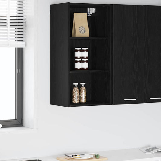 Hangkast met opslag Zwart Eiken 40 x 29,5 x 80 cm Bewerkt hout is nu te koop bij PeponiXL, paradijselijk wonen!