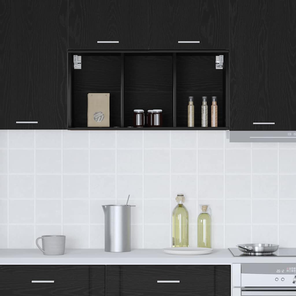 Hangkast met opslag Zwart Eiken 40 x 29,5 x 80 cm Bewerkt hout is nu te koop bij PeponiXL, paradijselijk wonen!
