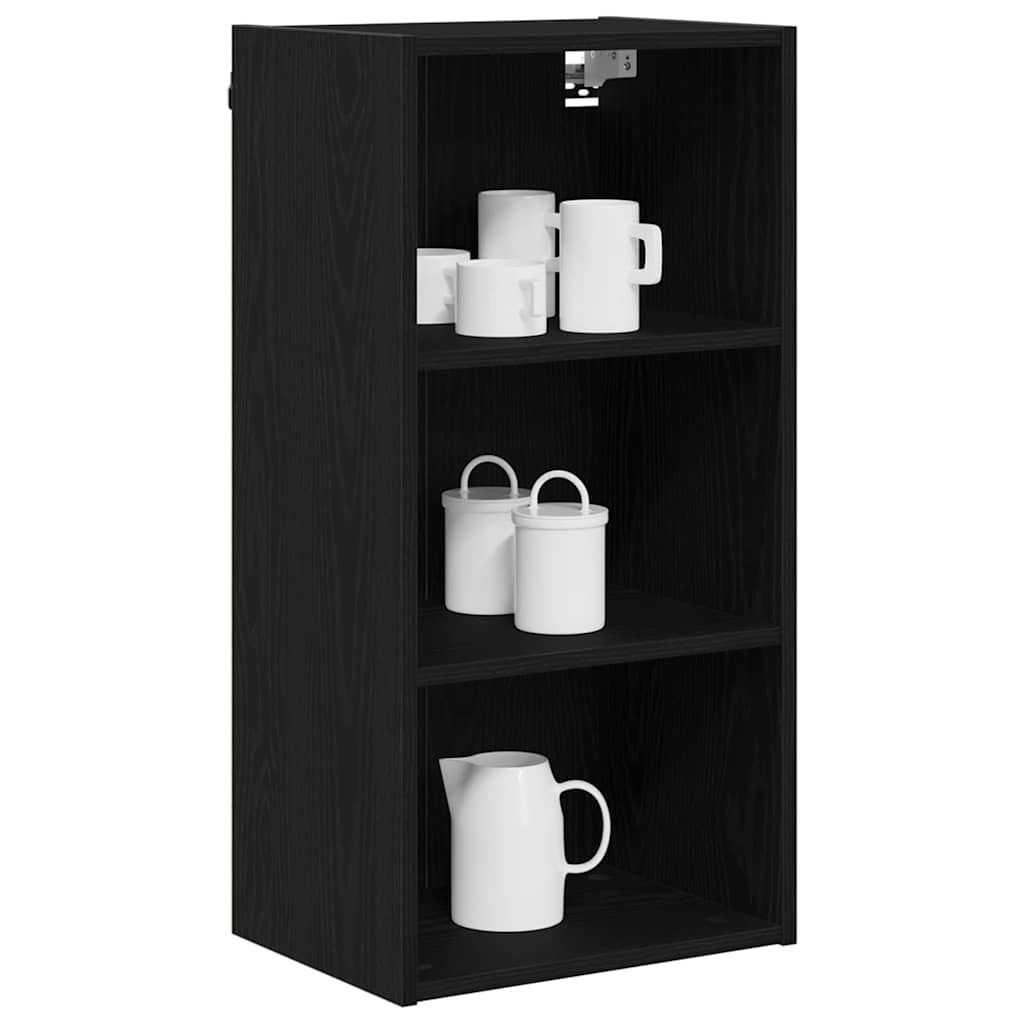 Hangkast met opslag Zwart Eiken 40 x 29,5 x 80 cm Bewerkt hout is nu te koop bij PeponiXL, paradijselijk wonen!