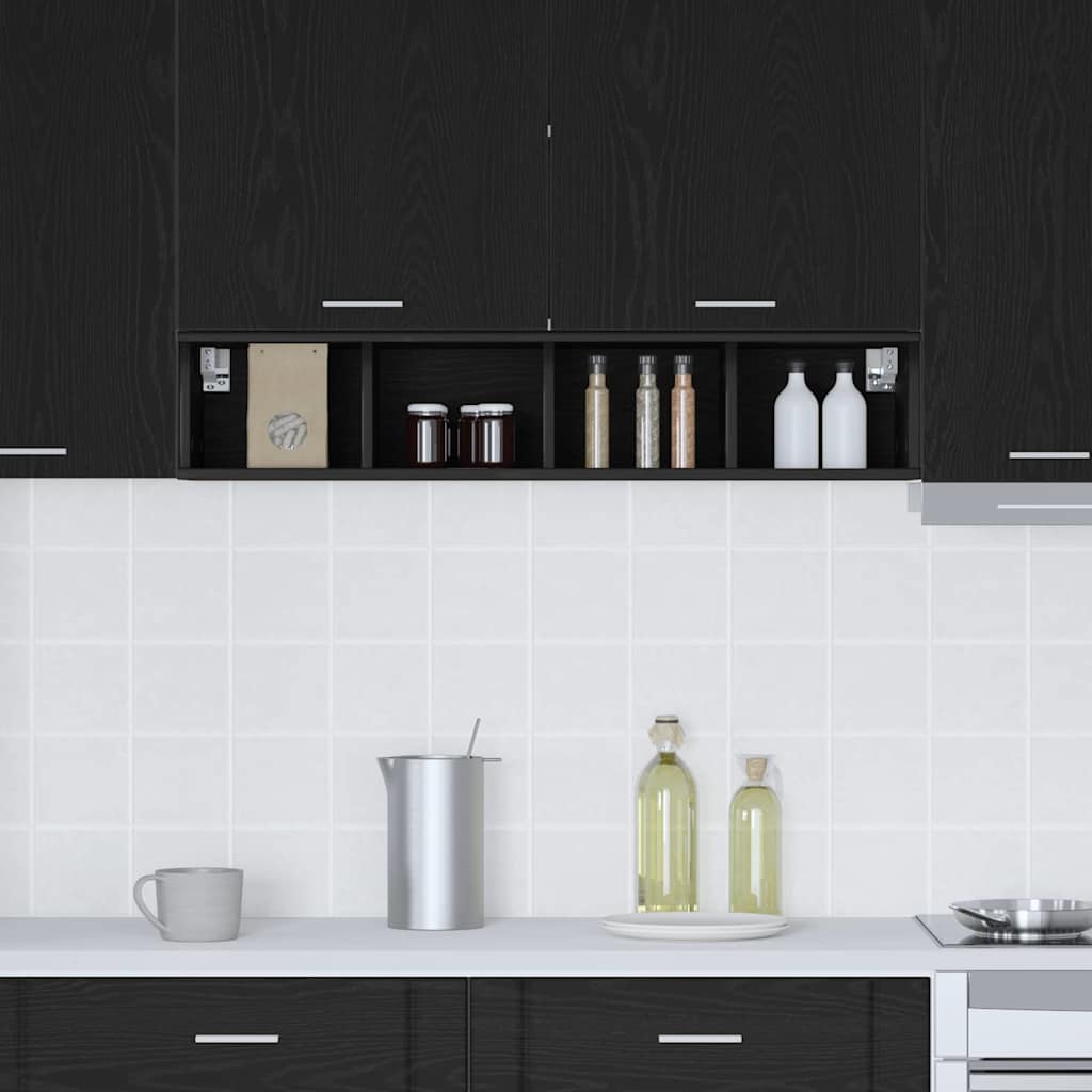 Hangkast met opslag Zwart Eiken 20 x 29,5 x 100 cm Bewerkt hout is nu te koop bij PeponiXL, paradijselijk wonen!