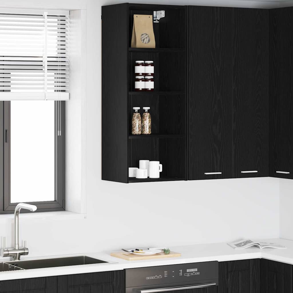 Hangkast met opslag Zwart Eiken 40 x 29,5 x 100 cm Bewerkt hout is nu te koop bij PeponiXL, paradijselijk wonen!