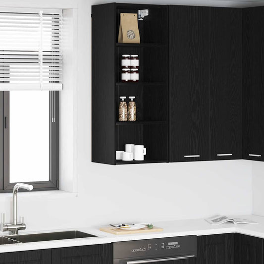 Hangkast met opslag Zwart Eiken 40 x 29,5 x 100 cm Bewerkt hout is nu te koop bij PeponiXL, paradijselijk wonen!