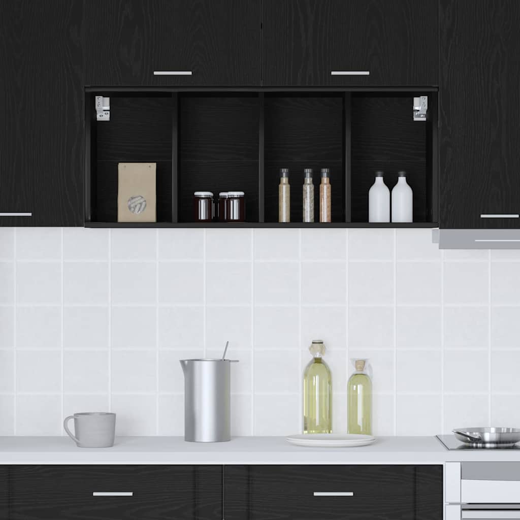 Hangkast met opslag Zwart Eiken 40 x 29,5 x 100 cm Bewerkt hout is nu te koop bij PeponiXL, paradijselijk wonen!