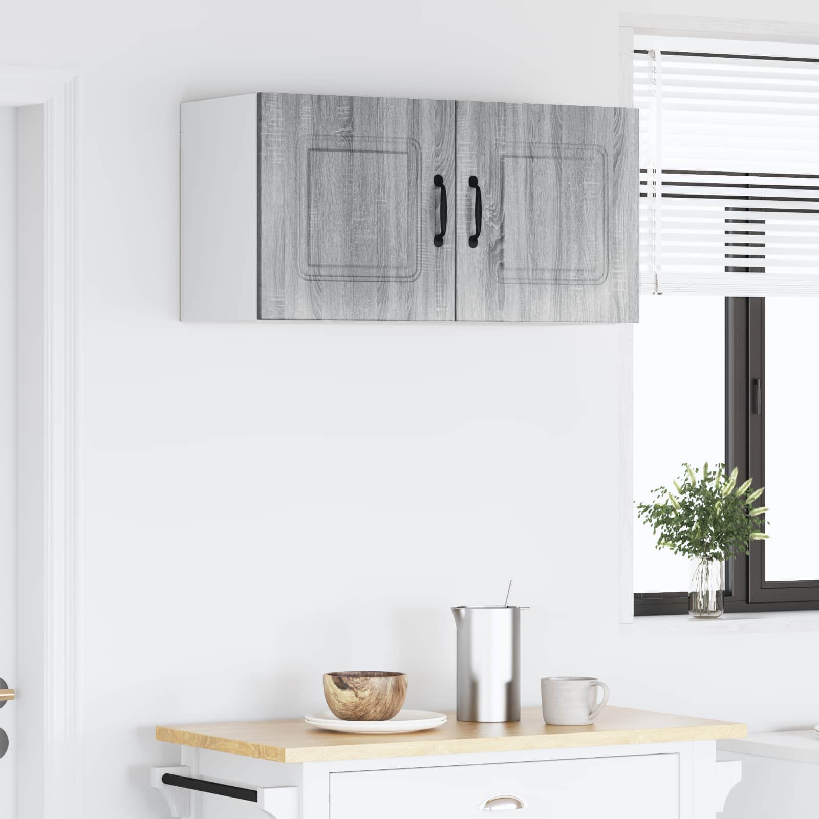 Keukenkast Kalmar Grijs Sonoma 80 x 31 x 40 cm Bewerkt hout is nu te koop bij PeponiXL, paradijselijk wonen!