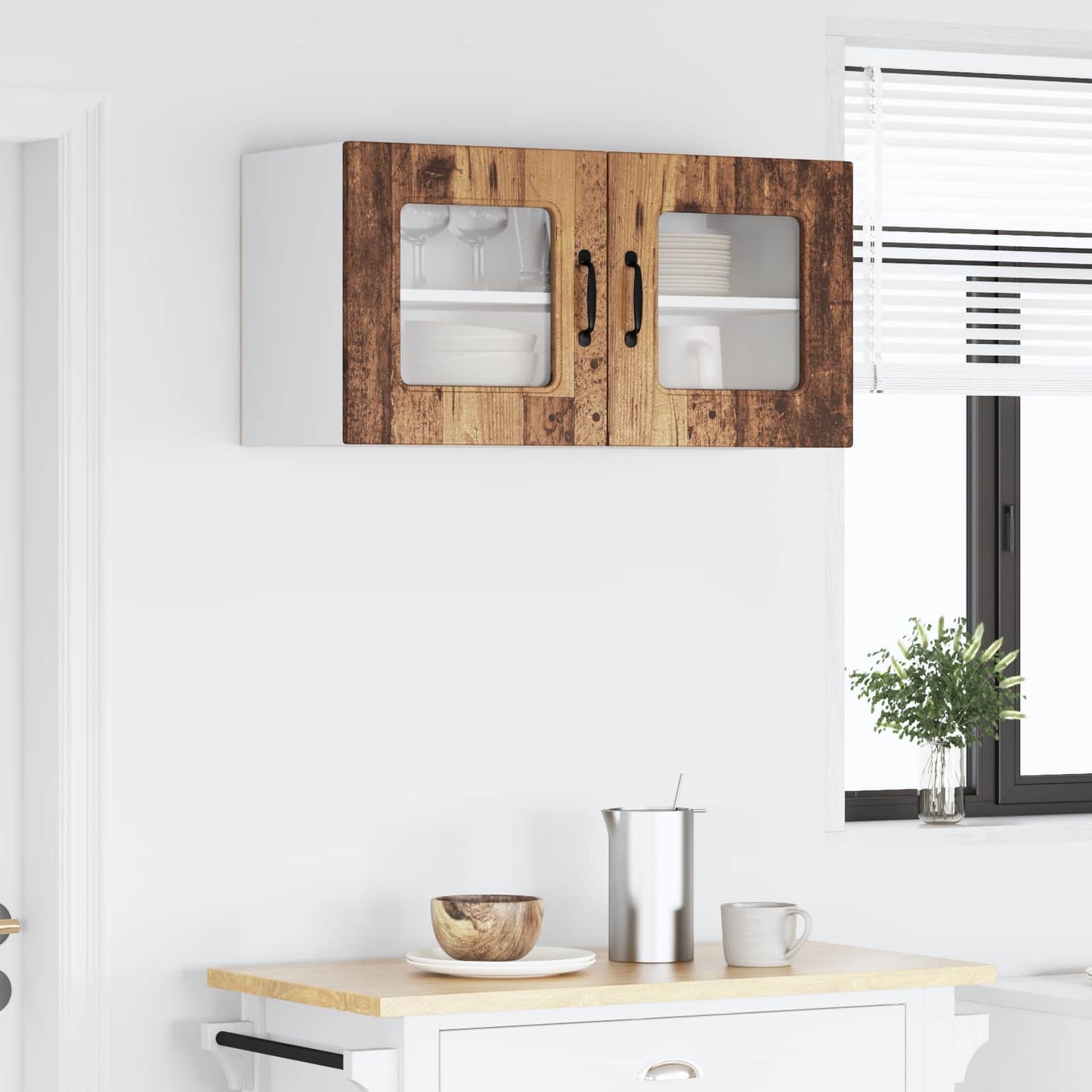 Keukenkast Kalmar Oudhout 80 x 31 x 40 cm Bewerkt hout is nu te koop bij PeponiXL, paradijselijk wonen!