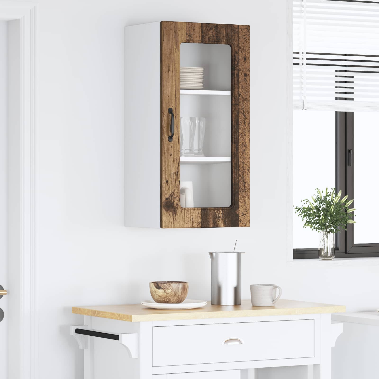 Keukenkast Kalmar Oudhout 40 x 31 x 80 cm Bewerkt hout is nu te koop bij PeponiXL, paradijselijk wonen!