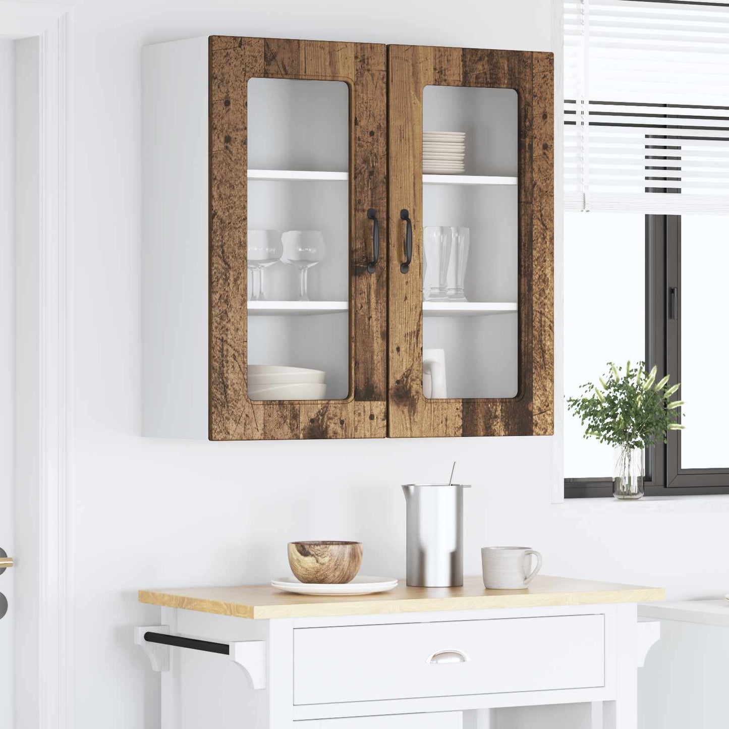 Keukenkast Kalmar 2 pcs Oudhout 40 x 31 x 80 cm Bewerkt hout is nu te koop bij PeponiXL, paradijselijk wonen!