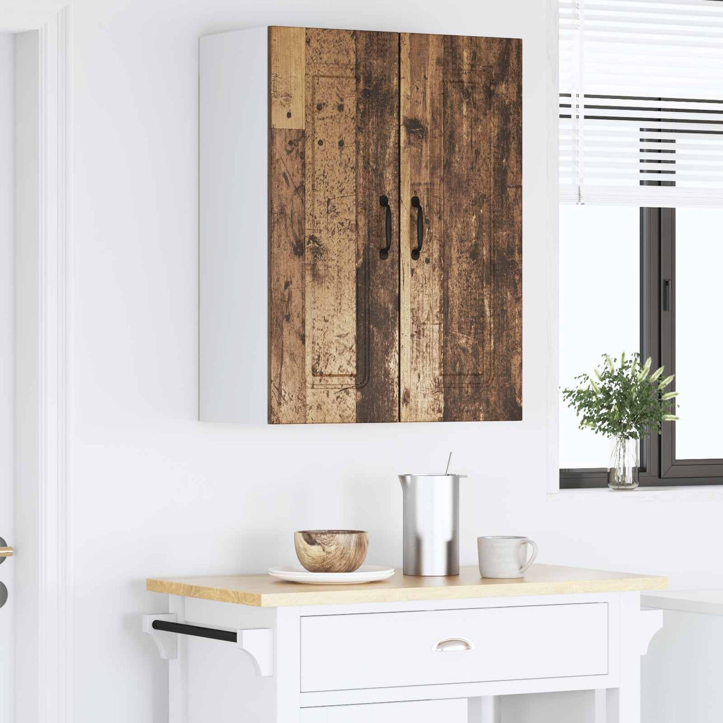 Keukenkast Kalmar 2 pcs Oudhout 30 x 31 x 80 cm Bewerkt hout is nu te koop bij PeponiXL, paradijselijk wonen!