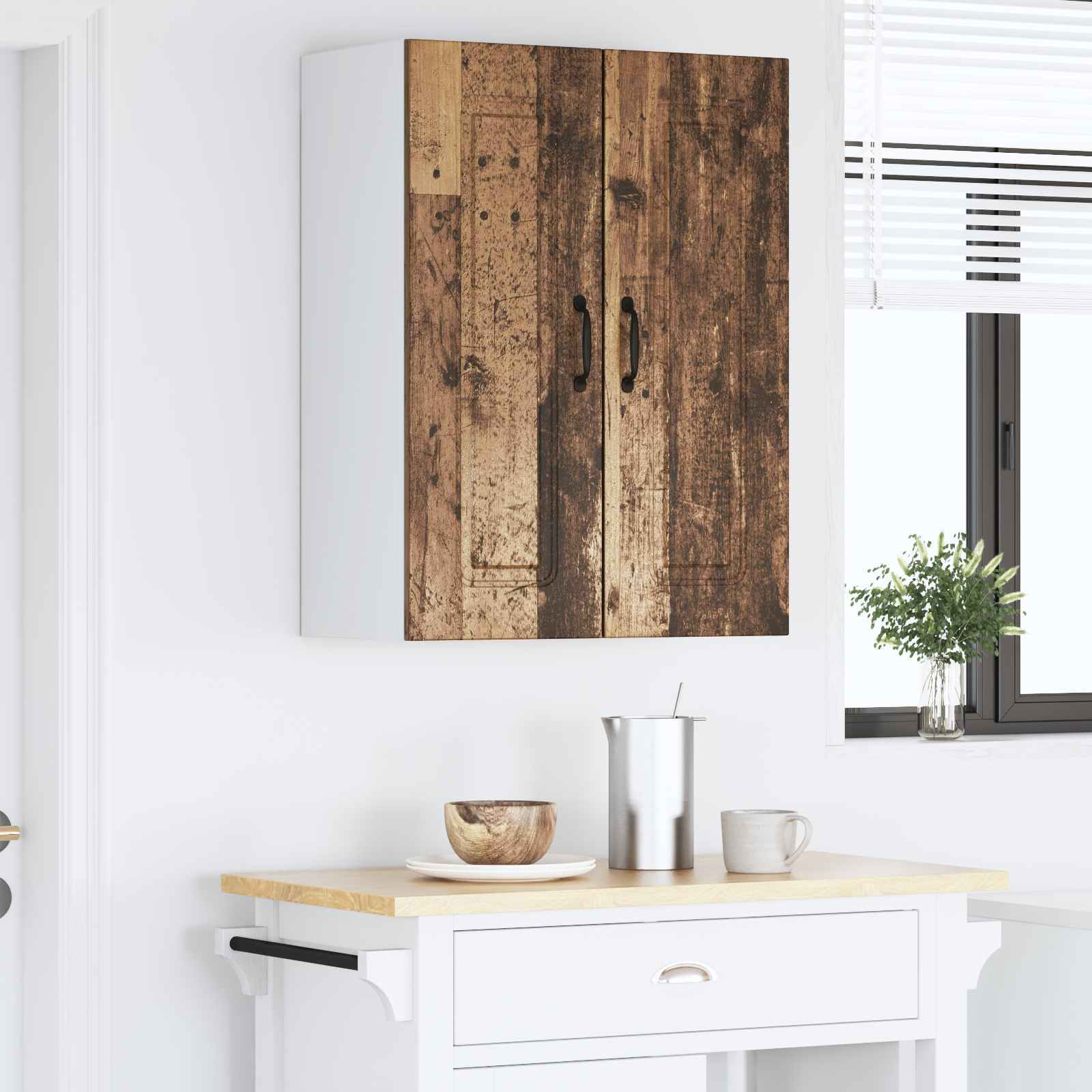 Keukenkast Kalmar Oudhout 60 x 31 x 80 cm Bewerkt hout is nu te koop bij PeponiXL, paradijselijk wonen!