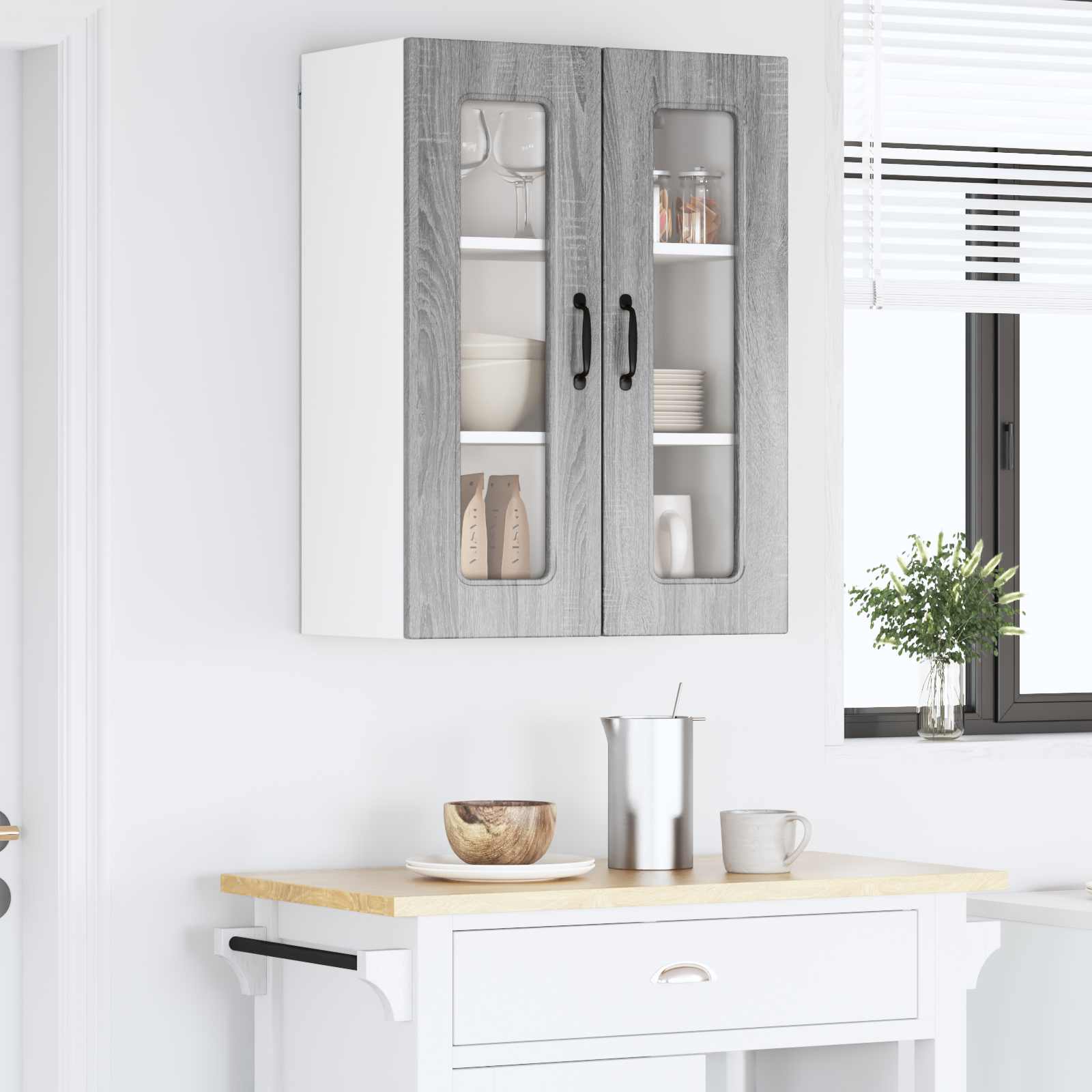 Keukenkast Kalmar Grijs Sonoma 60 x 31 x 80 cm Bewerkt hout is nu te koop bij PeponiXL, paradijselijk wonen!