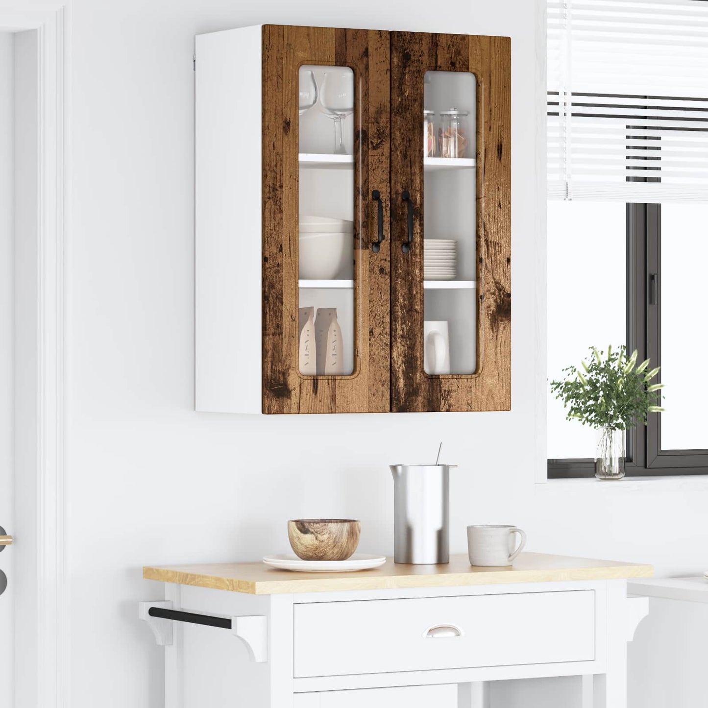 Keukenkast Kalmar Oudhout 60 x 31 x 80 cm Bewerkt hout is nu te koop bij PeponiXL, paradijselijk wonen!