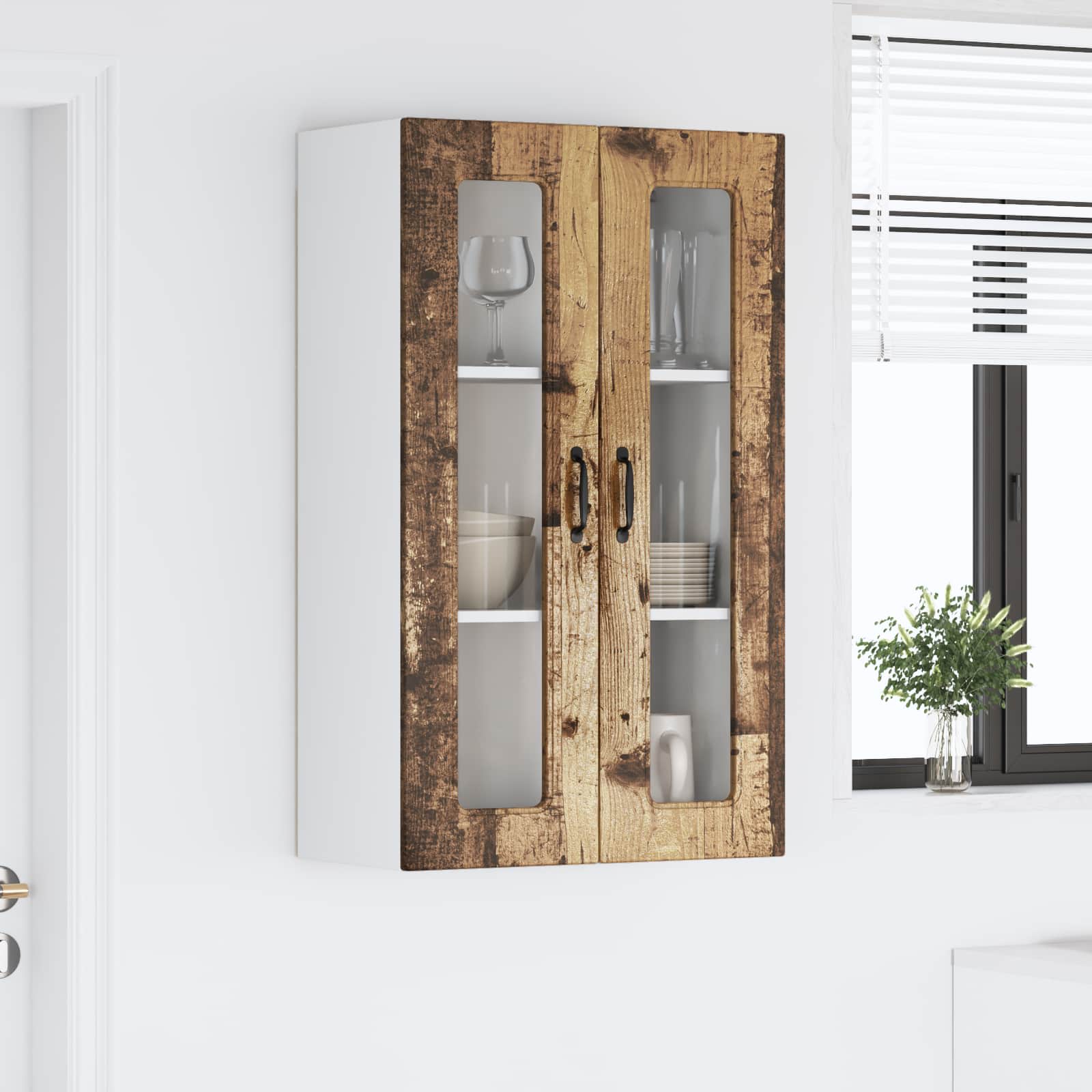 Keukenkast Kalmar Oudhout 60 x 31 x 100 cm Bewerkt hout is nu te koop bij PeponiXL, paradijselijk wonen!