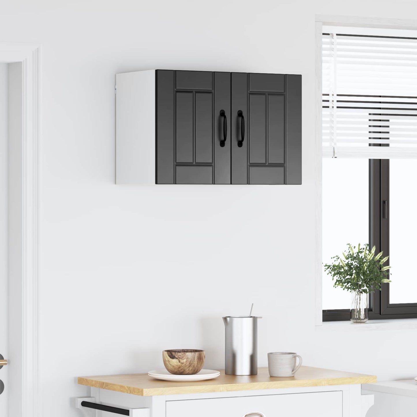 Keukenkast aan de muur Lucca Zwart 60 x 31 x 40 cm Bewerkt hout is nu te koop bij PeponiXL, paradijselijk wonen!