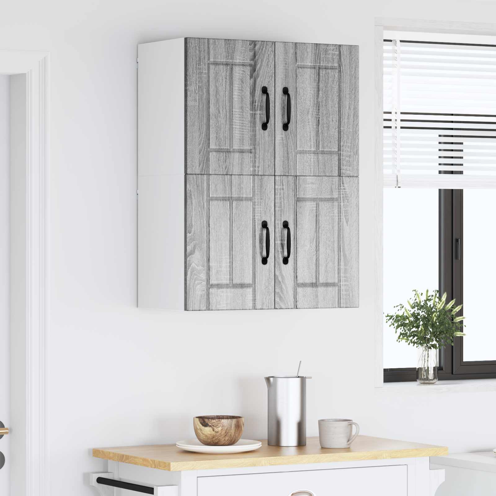 Keukenwandkasten met de deur 2 pcs Grijs Sonoma 60 x 31 x 40 cm is nu te koop bij PeponiXL, paradijselijk wonen!