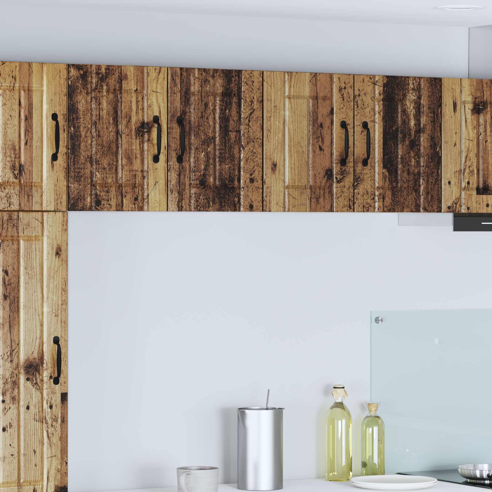 Keukenwandkasten 2 pcs Oudhout 60 x 31 x 40 cm Bewerkt hout is nu te koop bij PeponiXL, paradijselijk wonen!