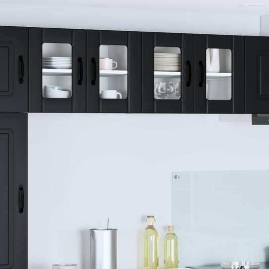 Vaatwasserpaneel Lucca 2 pcs Zwart 60 x 31 x 40 cm Bewerkt hout is nu te koop bij PeponiXL, paradijselijk wonen!