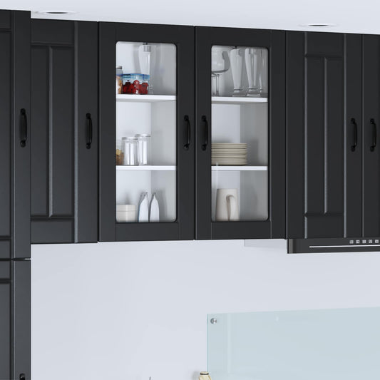 Vaatwasserpaneel Lucca 2 pcs Zwart 40 x 31 x 80 cm Bewerkt hout is nu te koop bij PeponiXL, paradijselijk wonen!