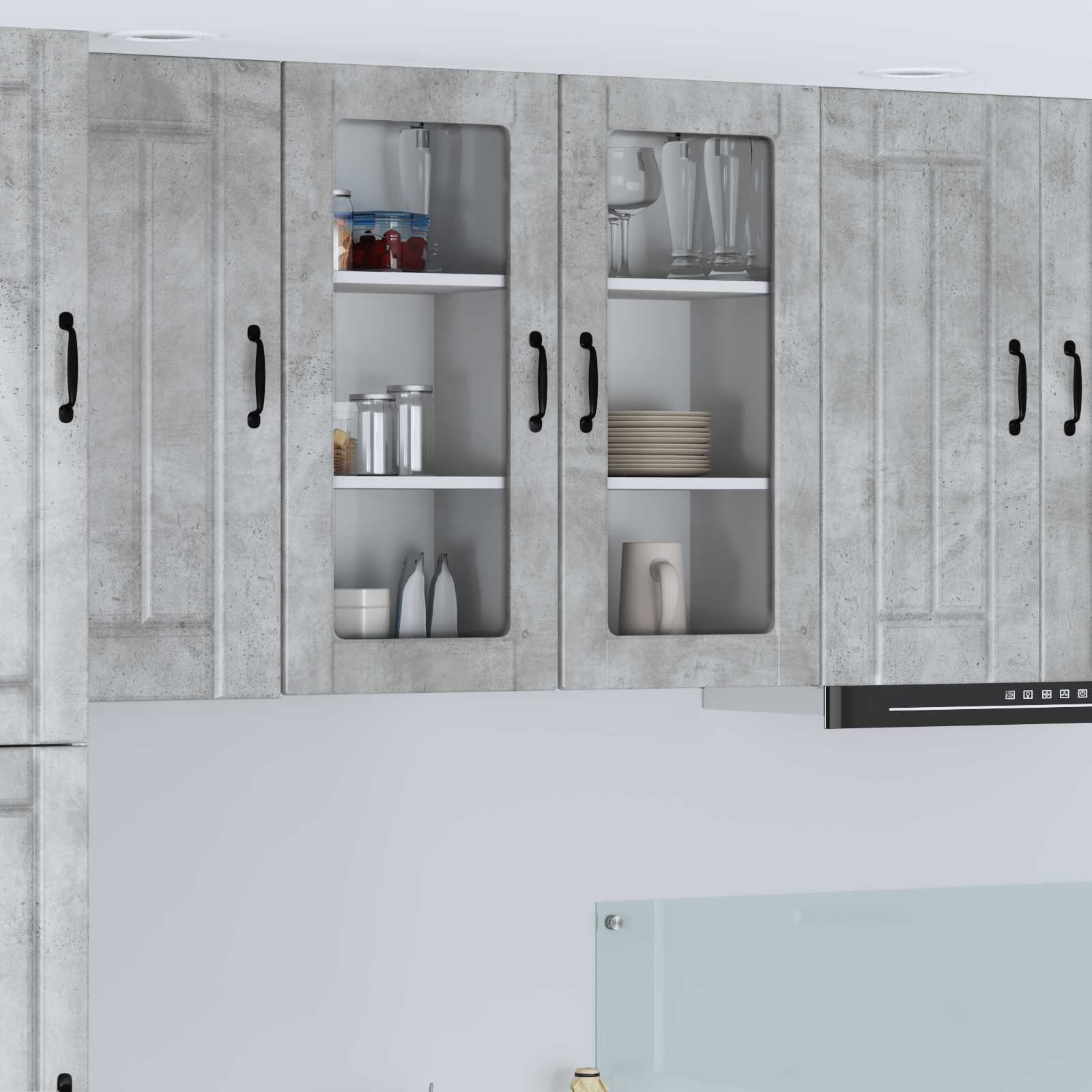 Keukenkast 2 pcs Beton Grijs 40 x 31 x 80 cm Bewerkt hout is nu te koop bij PeponiXL, paradijselijk wonen!