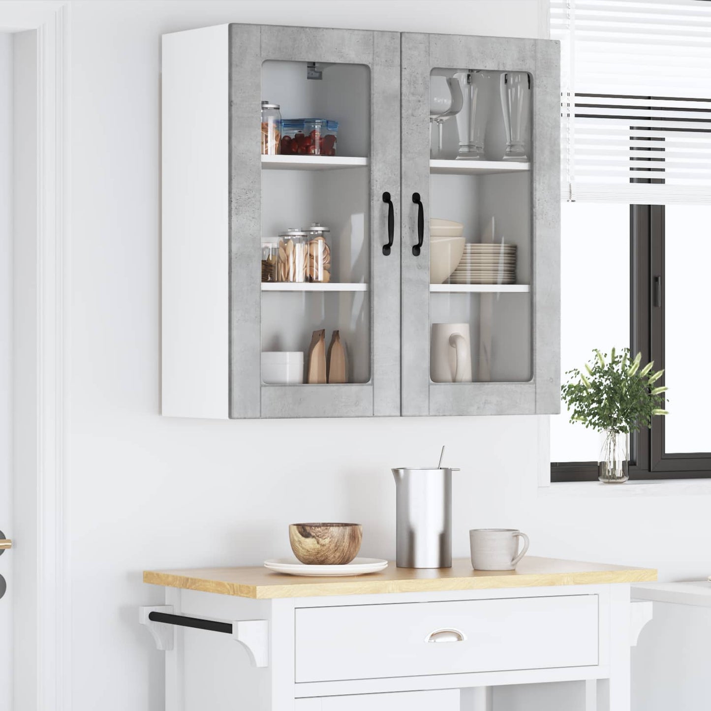 Keukenkast 2 pcs Beton Grijs 40 x 31 x 80 cm Bewerkt hout is nu te koop bij PeponiXL, paradijselijk wonen!