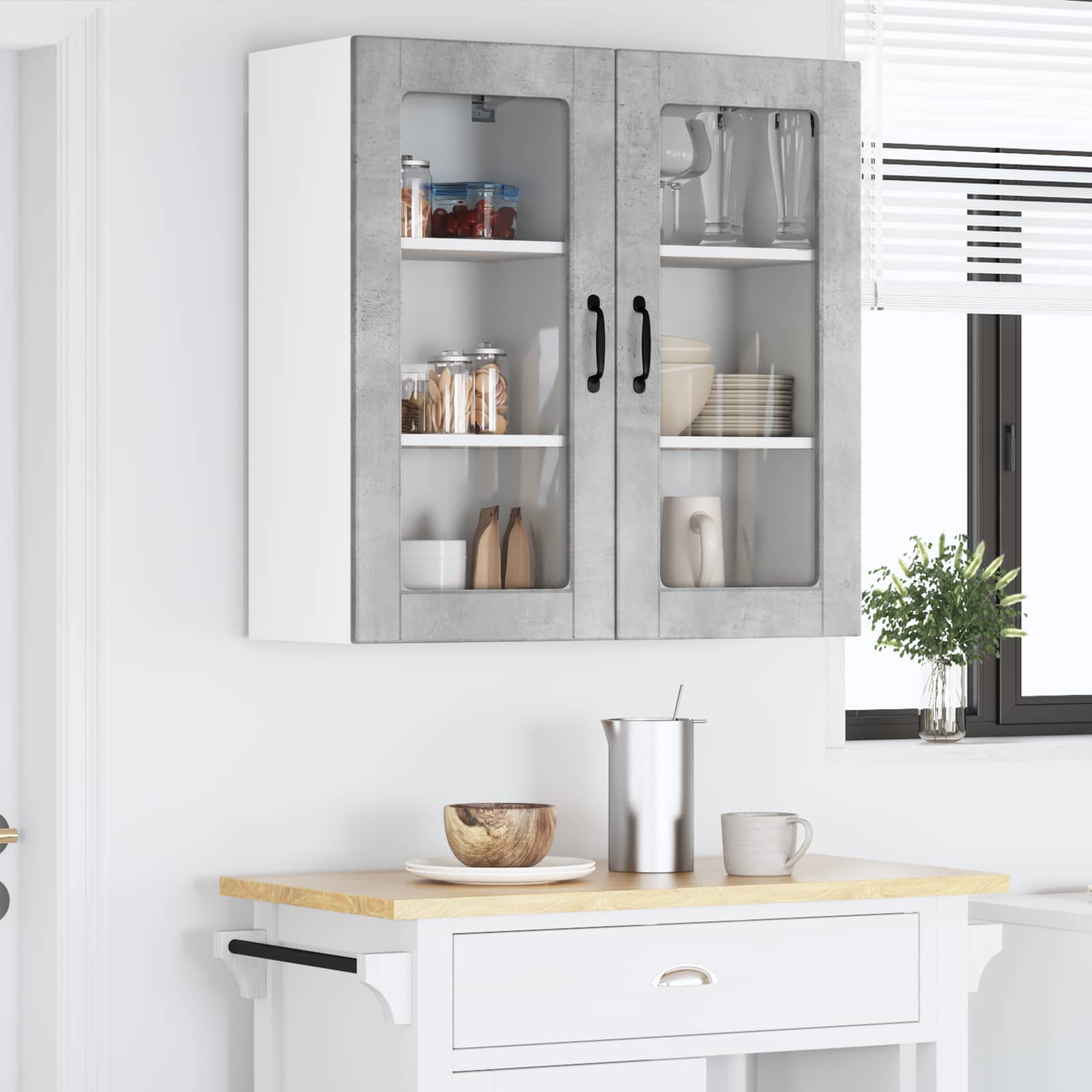 Keukenkast 2 pcs Beton Grijs 40 x 31 x 80 cm Bewerkt hout is nu te koop bij PeponiXL, paradijselijk wonen!