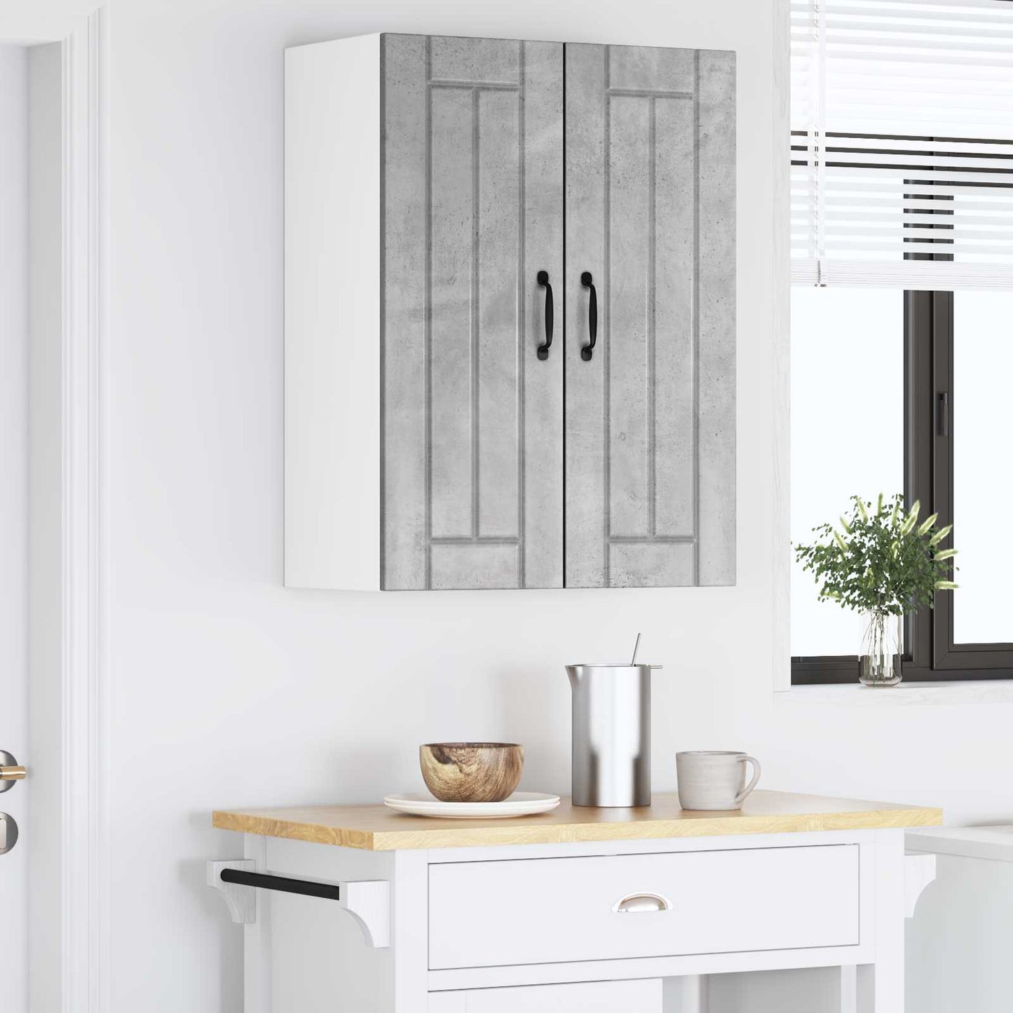 Keukenkast 2 pcs Beton Grijs 30 x 31 x 80 cm Bewerkt hout is nu te koop bij PeponiXL, paradijselijk wonen!