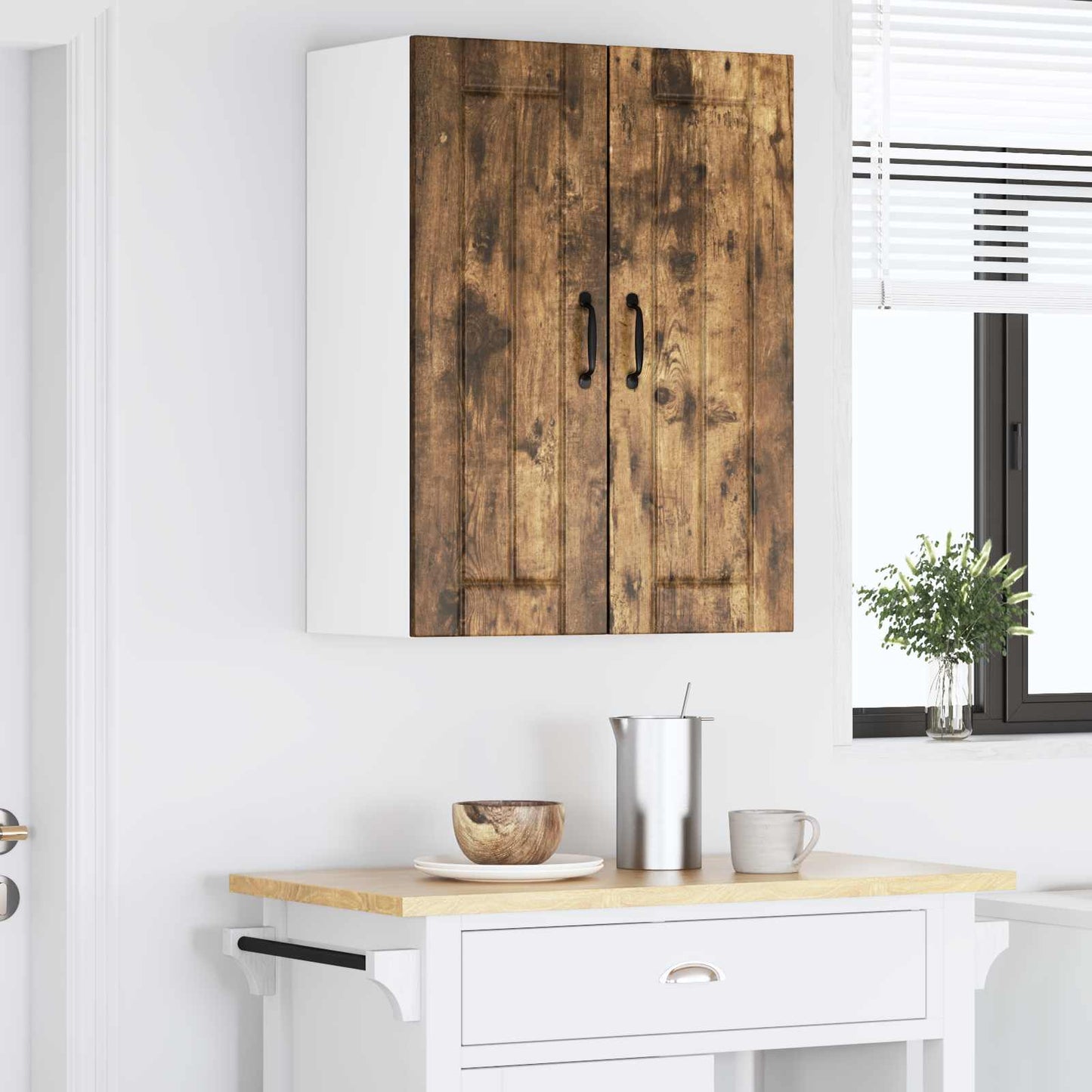 Keukenkast 2 pcs Gerookt eiken 30 x 31 x 80 cm Bewerkt hout is nu te koop bij PeponiXL, paradijselijk wonen!