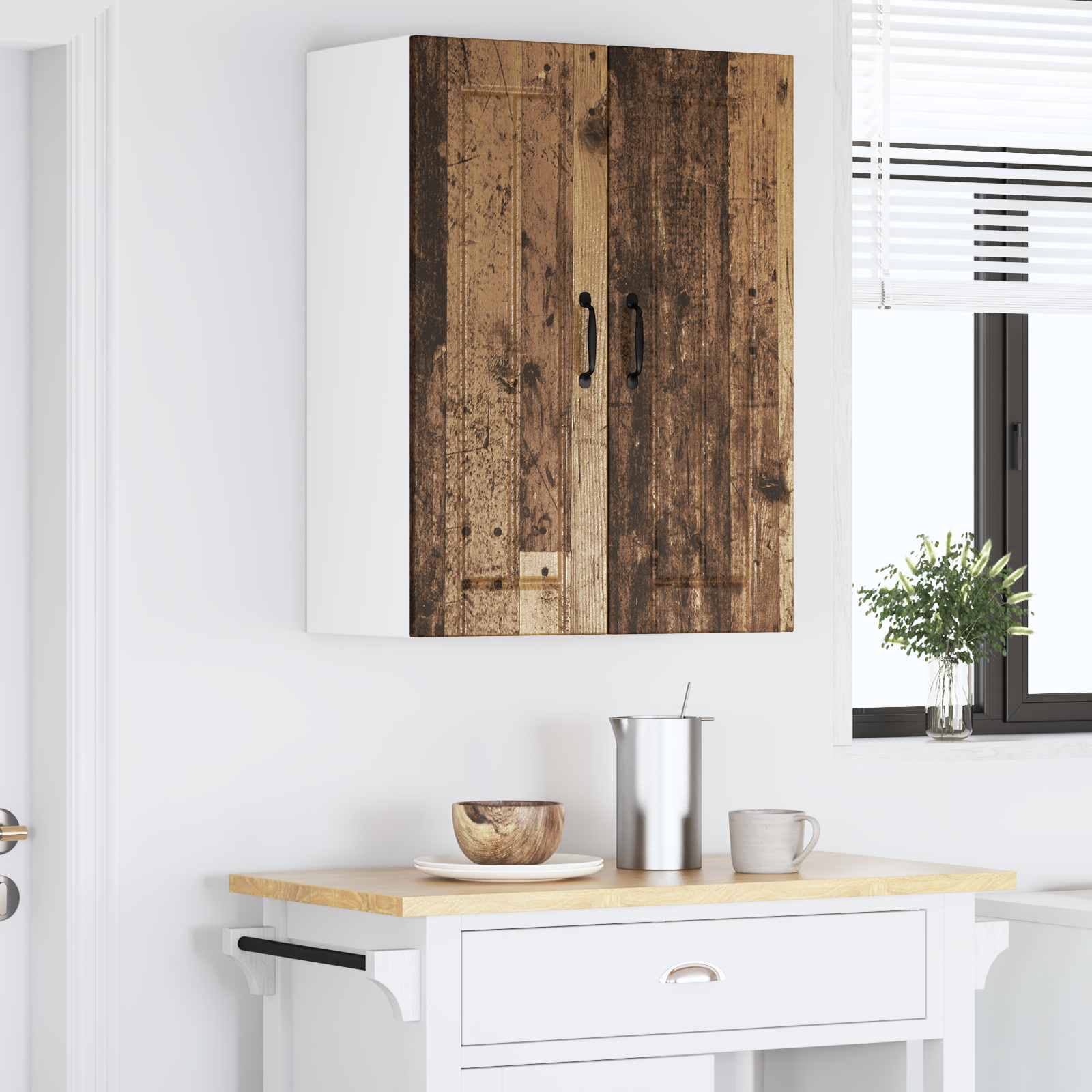 Keukenkast 2 pcs Oudhout 30 x 31 x 80 cm Bewerkt hout is nu te koop bij PeponiXL, paradijselijk wonen!