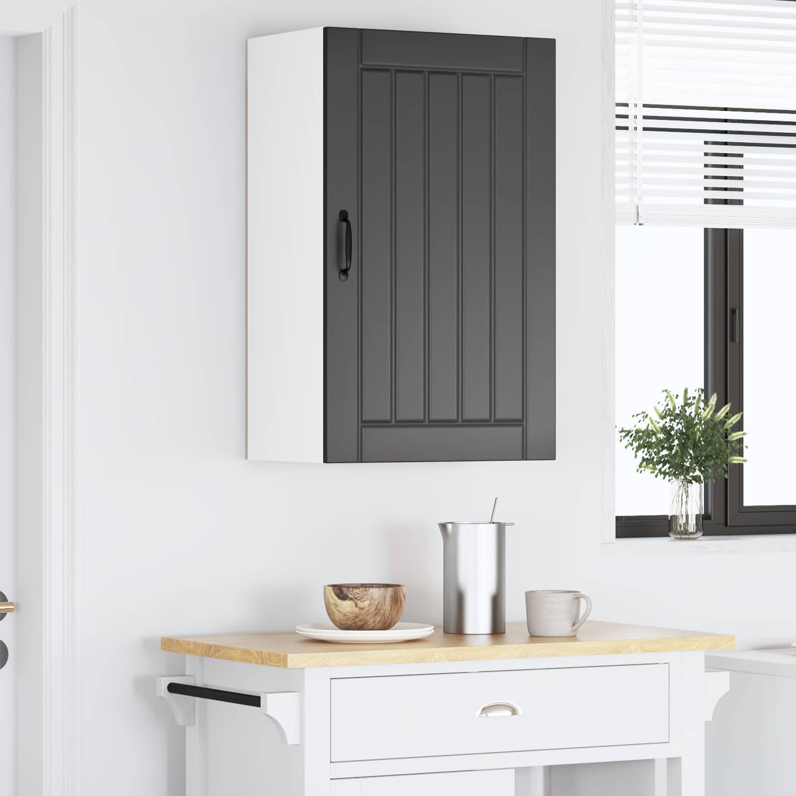 Keukenkast Zwart 50 x 31 x 80 cm Bewerkt hout is nu te koop bij PeponiXL, paradijselijk wonen!