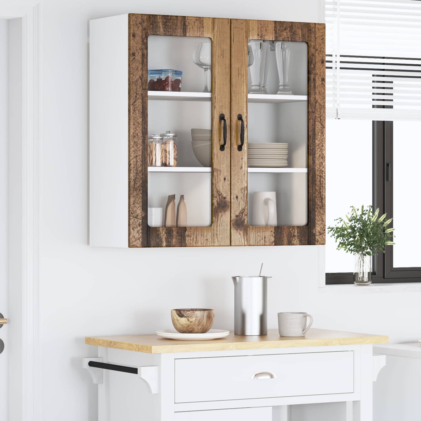 Keukenkast Oudhout 80 x 31 x 80 cm Bewerkt hout is nu te koop bij PeponiXL, paradijselijk wonen!