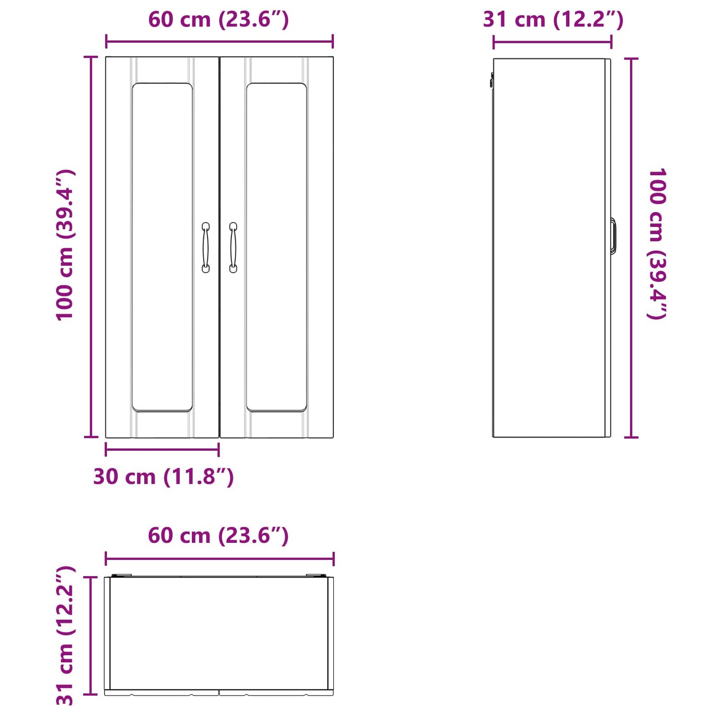 Keukenkast aan de muur Zwart 60 x 31 x 100 cm Bewerkt hout is nu te koop bij PeponiXL, paradijselijk wonen!