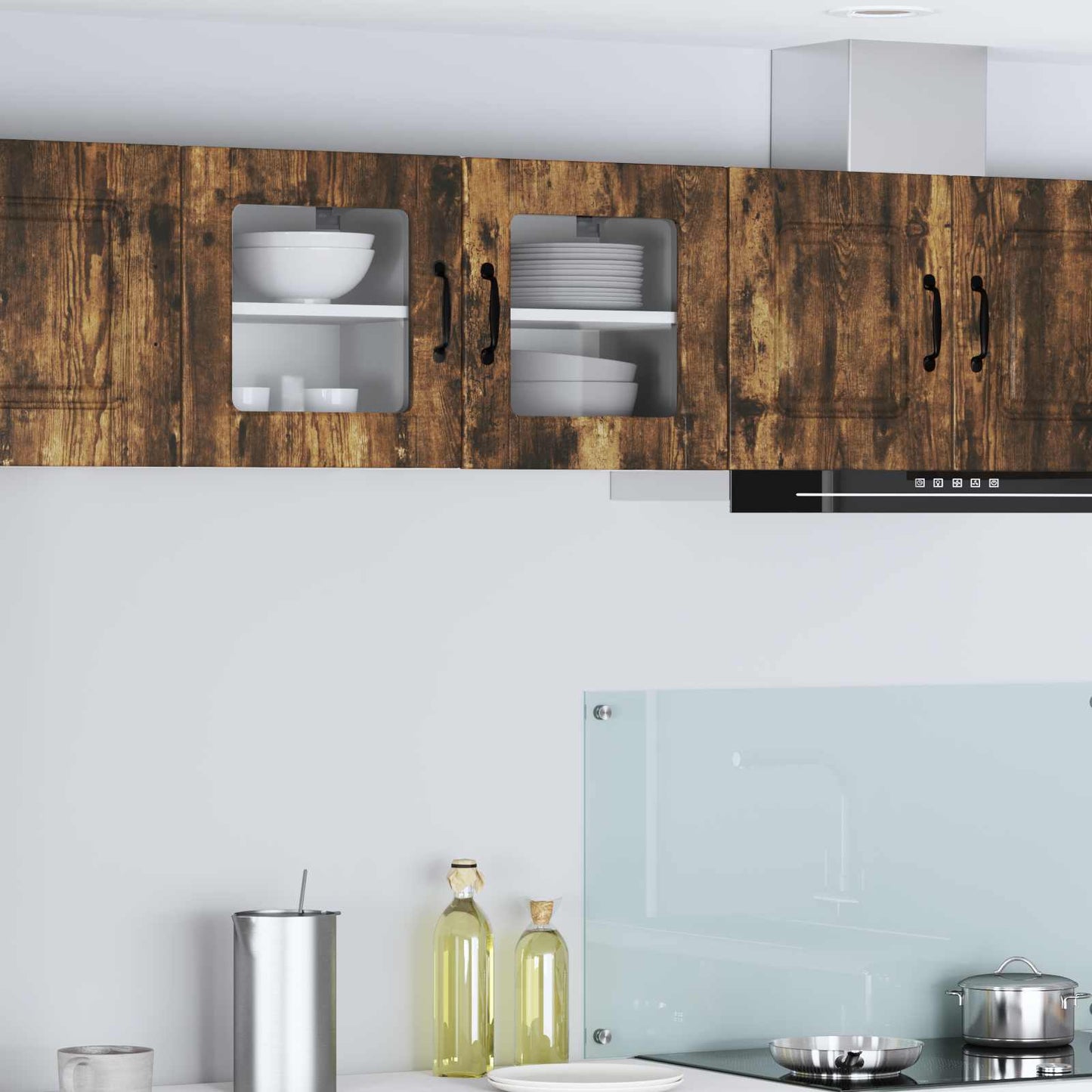 Vaatwasserpaneel met plank 2 pcs Gerookt eiken 40 x 31 x 40 cm is nu te koop bij PeponiXL, paradijselijk wonen!