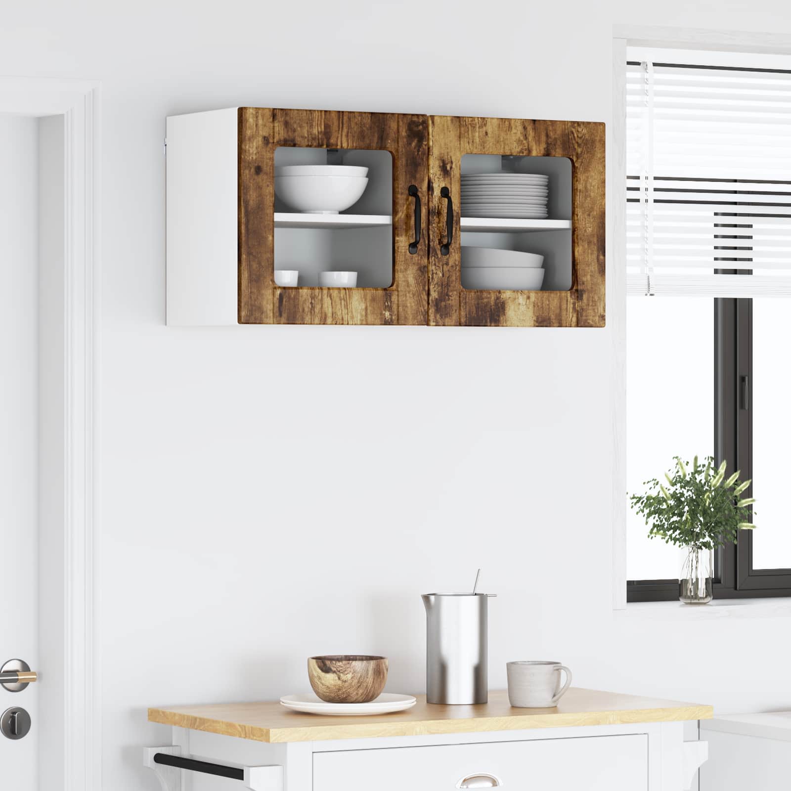 Vaatwasserpaneel met plank 2 pcs Gerookt eiken 40 x 31 x 40 cm is nu te koop bij PeponiXL, paradijselijk wonen!