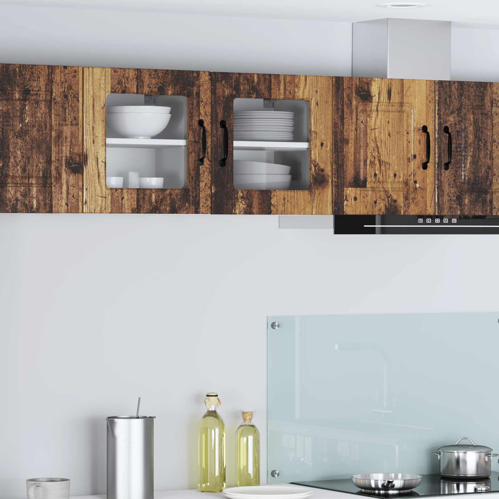 Keukenkast met plank 2 pcs Oudhout 40 x 31 x 40 cm Bewerkt hout is nu te koop bij PeponiXL, paradijselijk wonen!