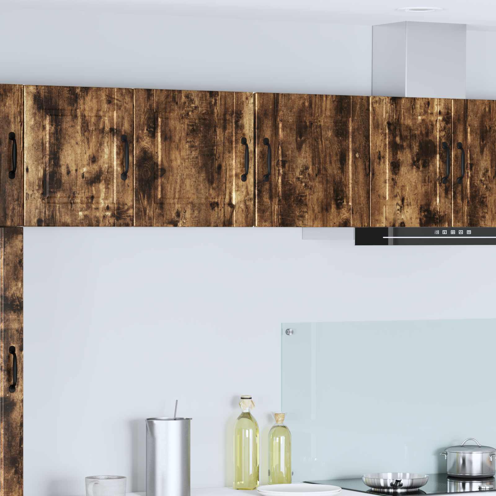 Vaatwasserpaneel met plank 2 pcs Gerookt eiken 40 x 31 x 40 cm is nu te koop bij PeponiXL, paradijselijk wonen!