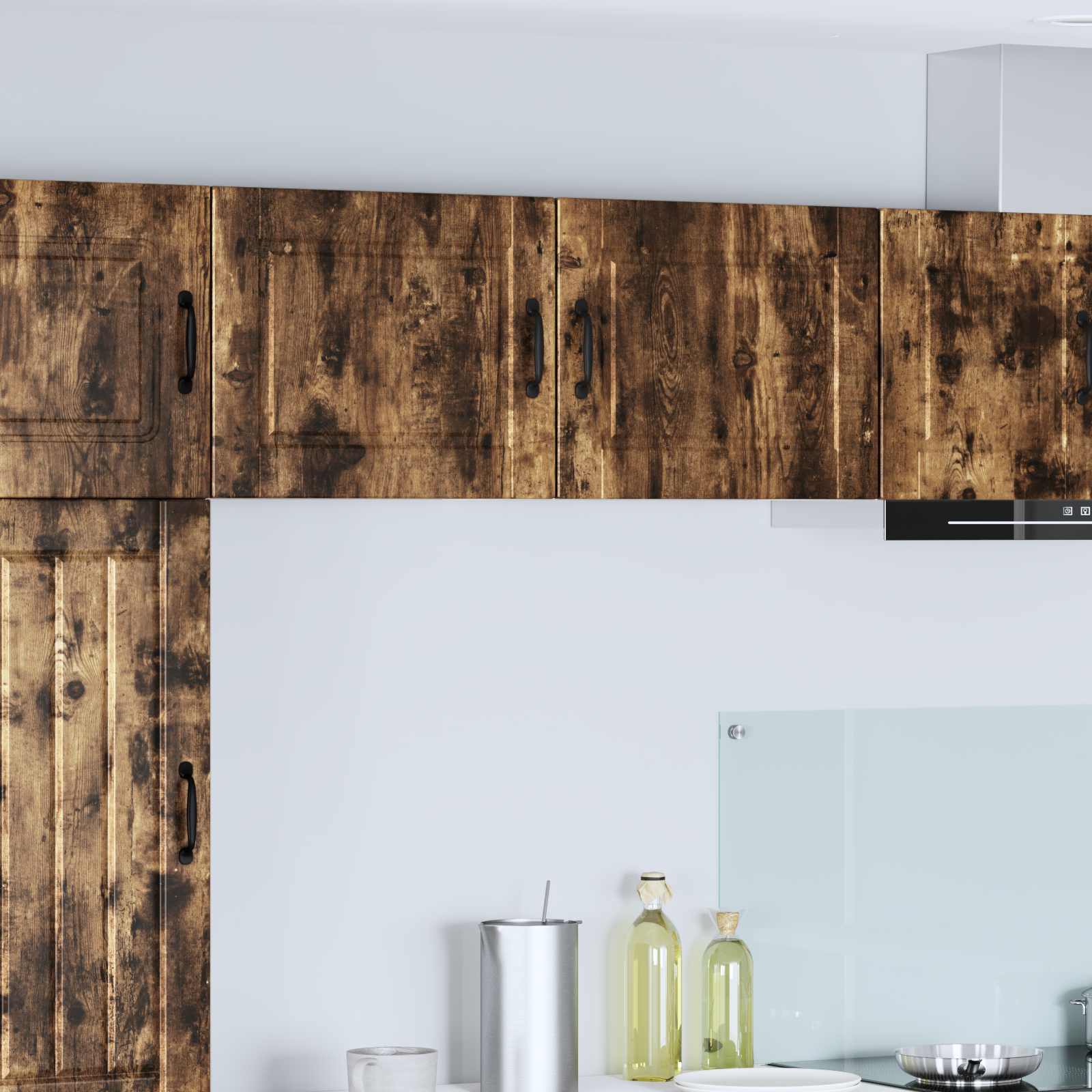 Vaatwasserpaneel met plank 2 pcs Gerookt eiken 50 x 31 x 40 cm is nu te koop bij PeponiXL, paradijselijk wonen!