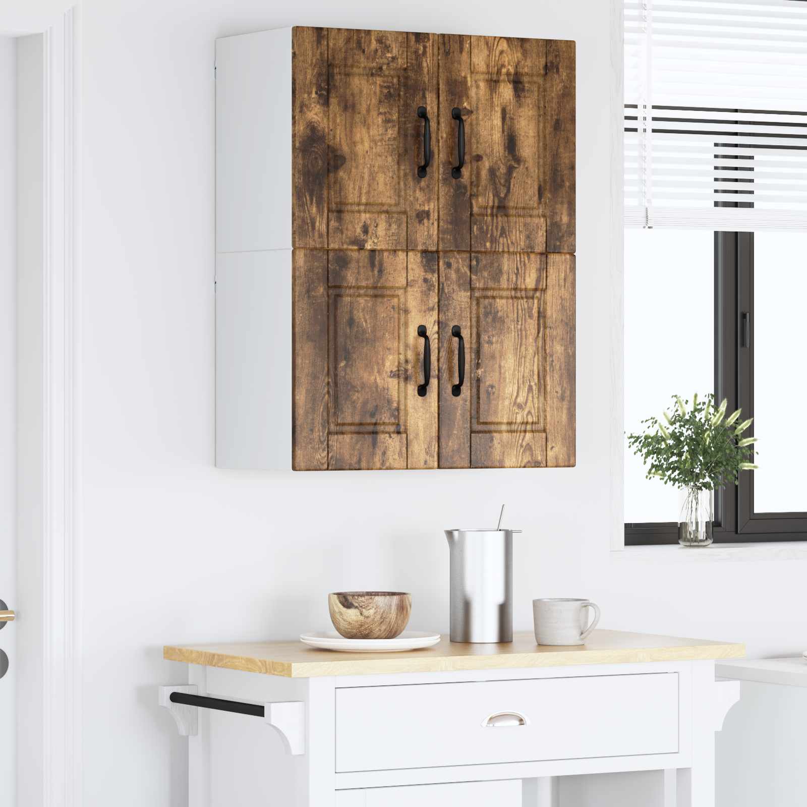 Vaatwasserpaneel met plank 2 pcs Gerookt eiken 60 x 31 x 40 cm is nu te koop bij PeponiXL, paradijselijk wonen!