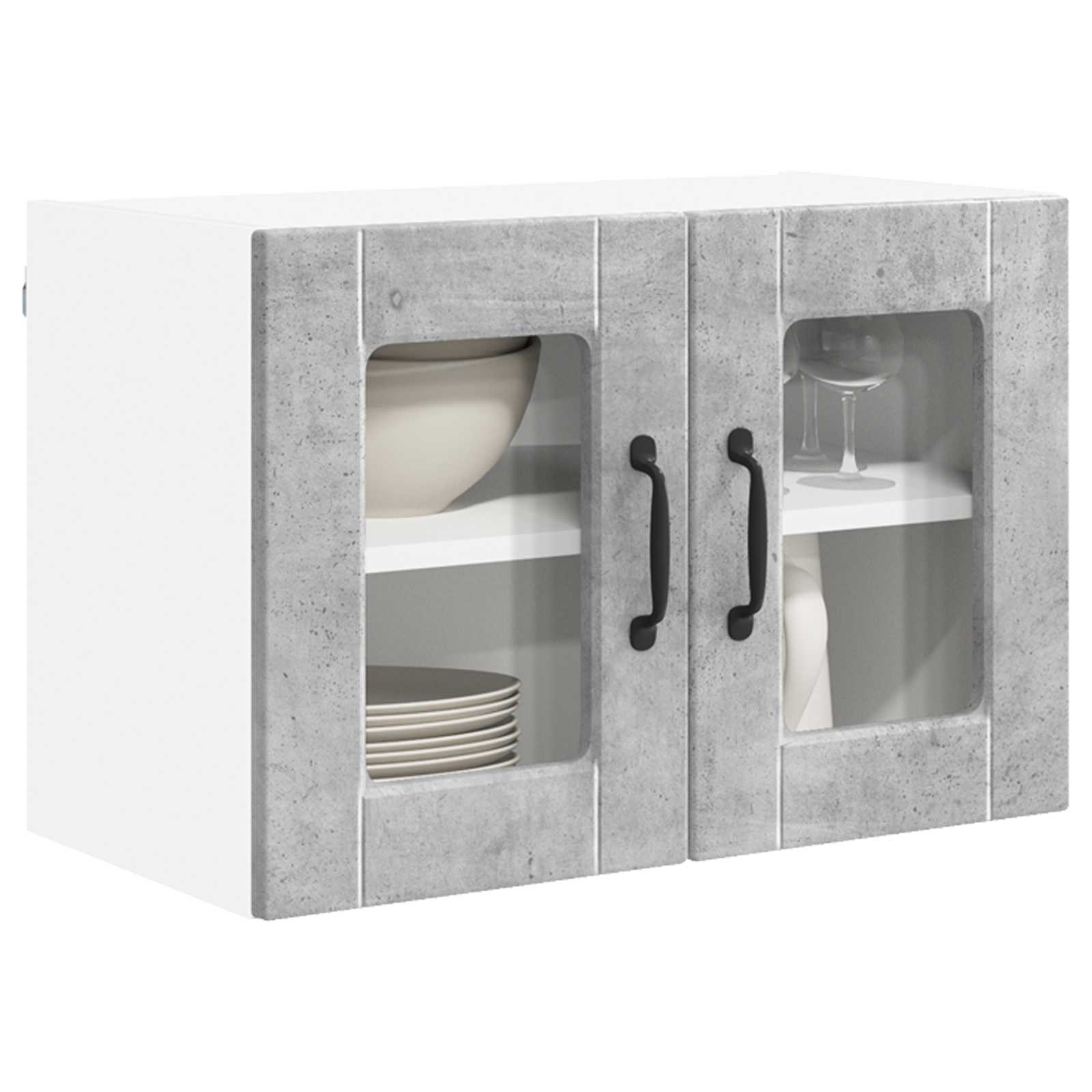 Keukenkast 2 pcs Beton Grijs 60 x 31 x 40 cm Bewerkt hout is nu te koop bij PeponiXL, paradijselijk wonen!