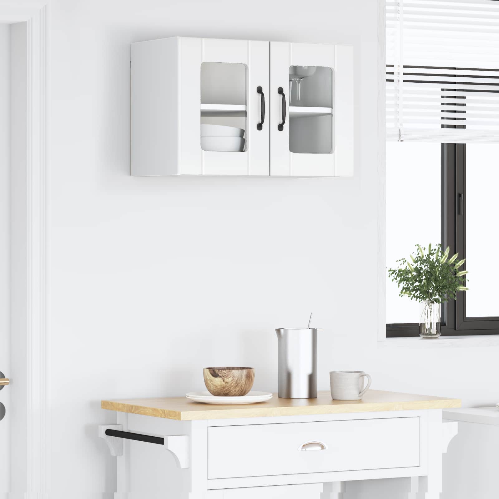 Keukenkast met plank Hoogglans wit 60 x 31 x 40 cm Bewerkt hout is nu te koop bij PeponiXL, paradijselijk wonen!