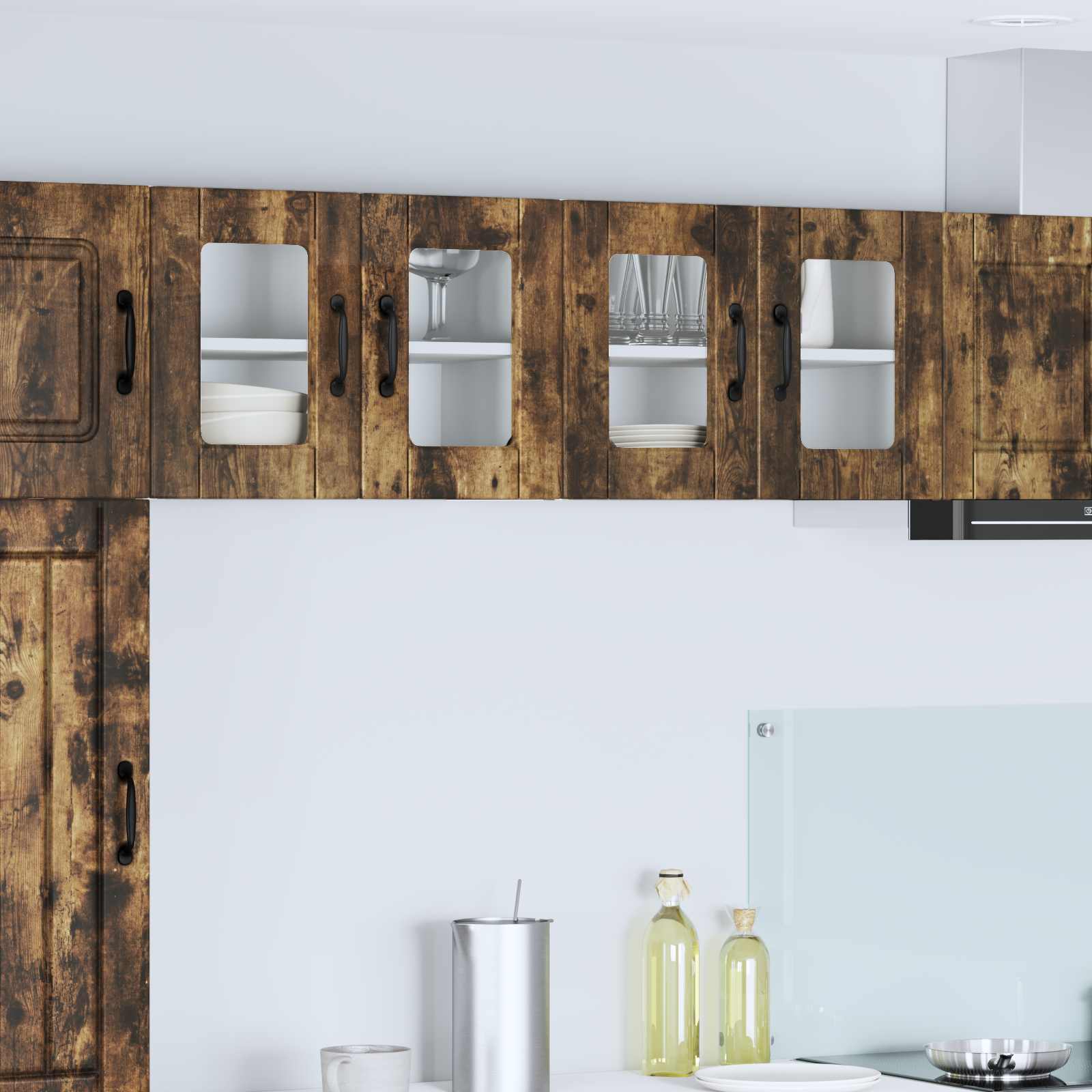 Vaatwasserpaneel met plank 2 pcs Gerookt eiken 60 x 31 x 40 cm is nu te koop bij PeponiXL, paradijselijk wonen!