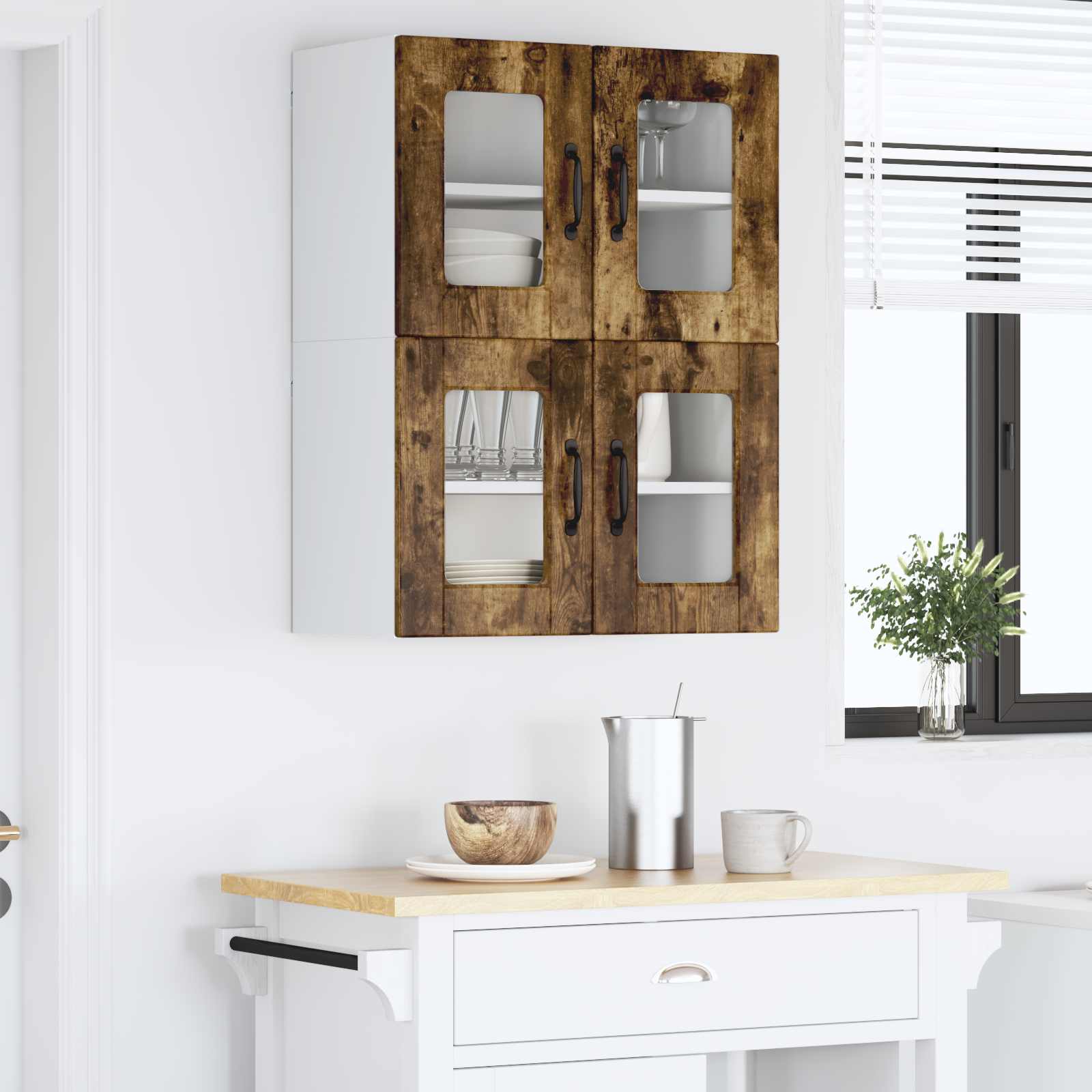 Vaatwasserpaneel met plank 2 pcs Gerookt eiken 60 x 31 x 40 cm is nu te koop bij PeponiXL, paradijselijk wonen!