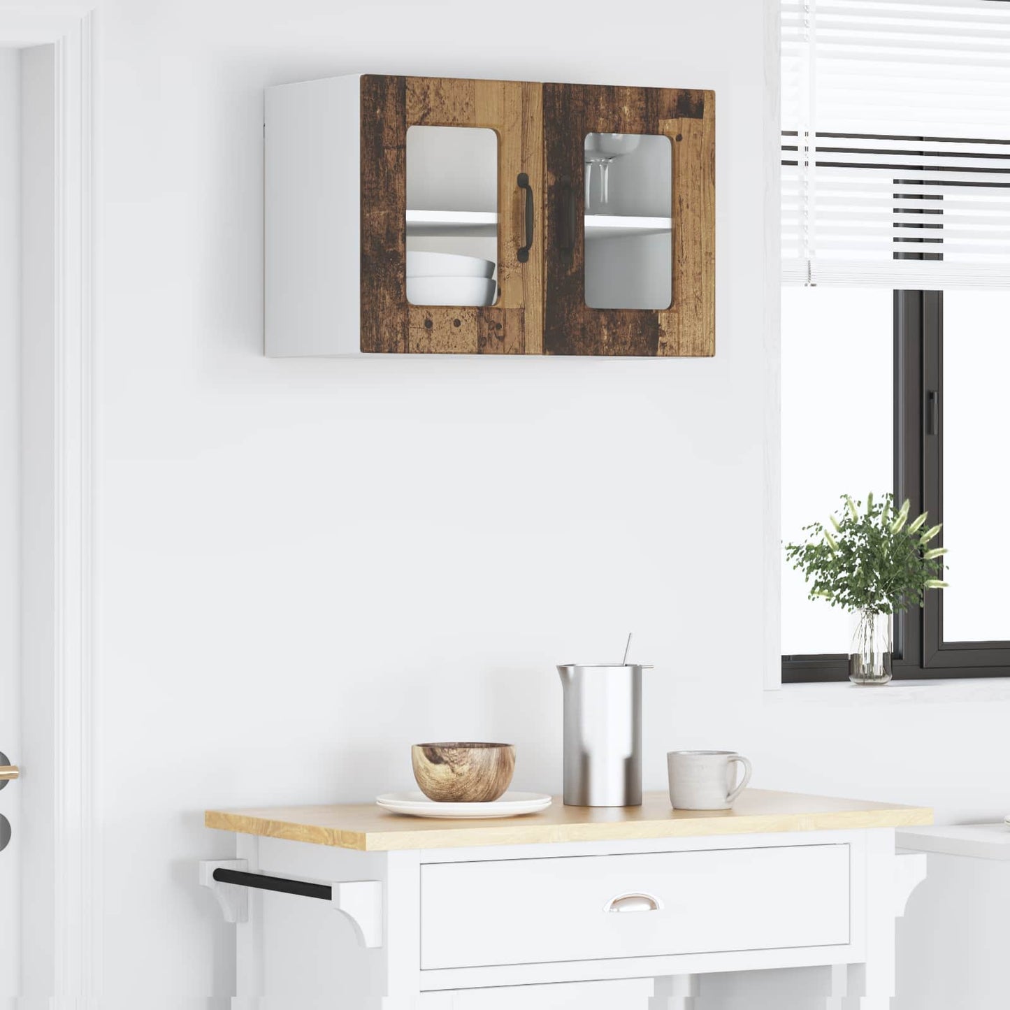 Keukenkast met plank Oudhout 60 x 31 x 40 cm Bewerkt hout is nu te koop bij PeponiXL, paradijselijk wonen!