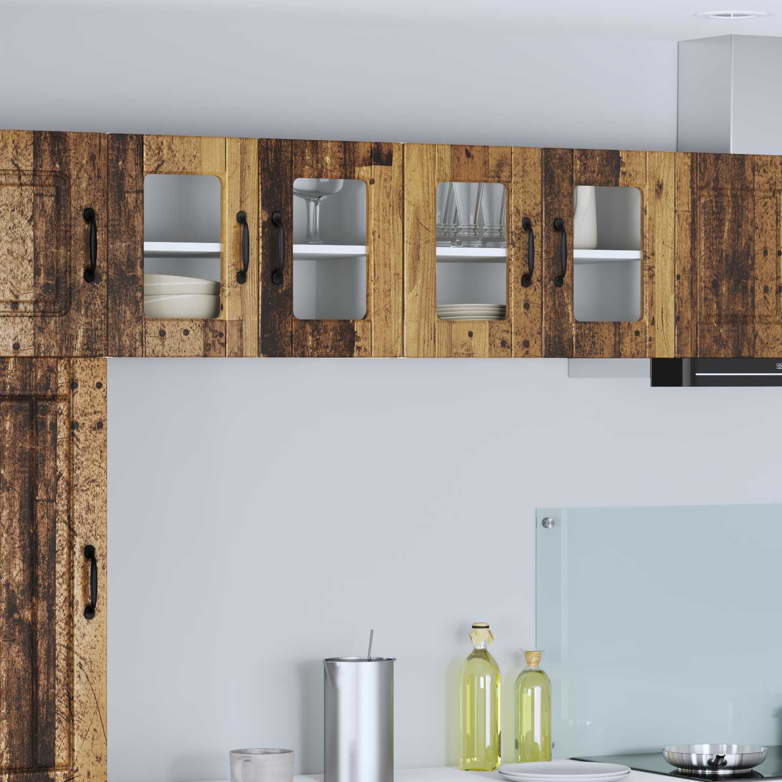 Keukenkast met plank 2 pcs Oudhout 60 x 31 x 40 cm Bewerkt hout is nu te koop bij PeponiXL, paradijselijk wonen!