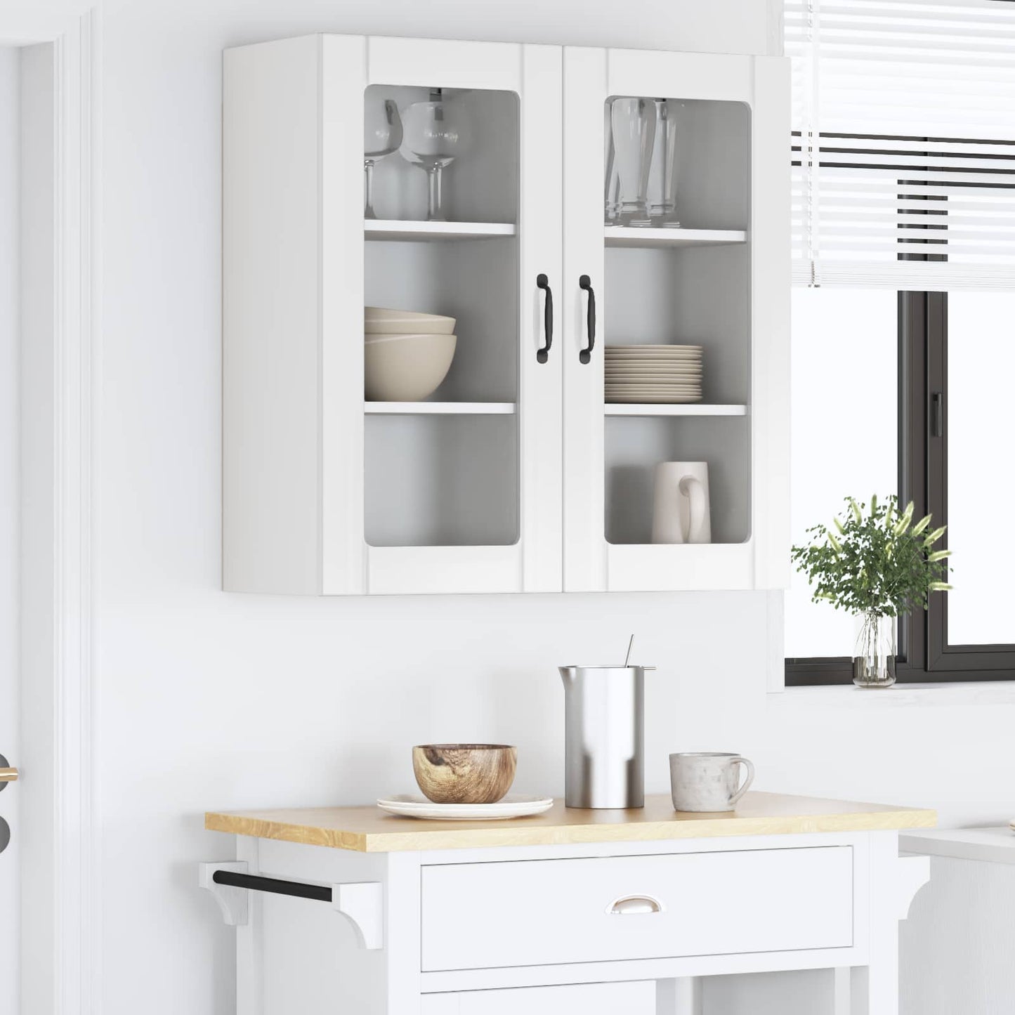 Keukenkast 2 pcs Hoogglans wit 40 x 31 x 80 cm Bewerkt hout is nu te koop bij PeponiXL, paradijselijk wonen!