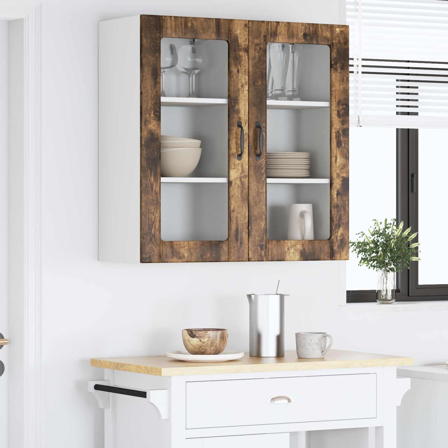 Vaatwasserpaneel met plank 2 pcs Gerookt eiken 40 x 31 x 80 cm is nu te koop bij PeponiXL, paradijselijk wonen!