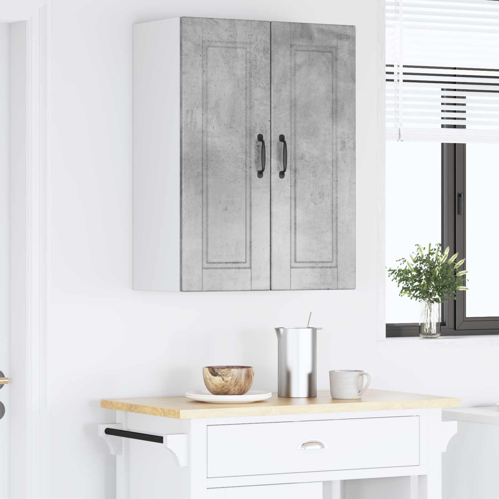 Keukenkast 2 pcs Beton Grijs 30 x 31 x 80 cm Bewerkt hout is nu te koop bij PeponiXL, paradijselijk wonen!