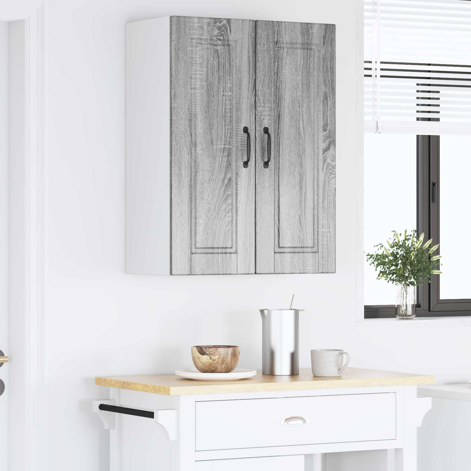 Keukenkast 2 pcs Grijs Sonoma 30 x 31 x 80 cm Bewerkt hout is nu te koop bij PeponiXL, paradijselijk wonen!