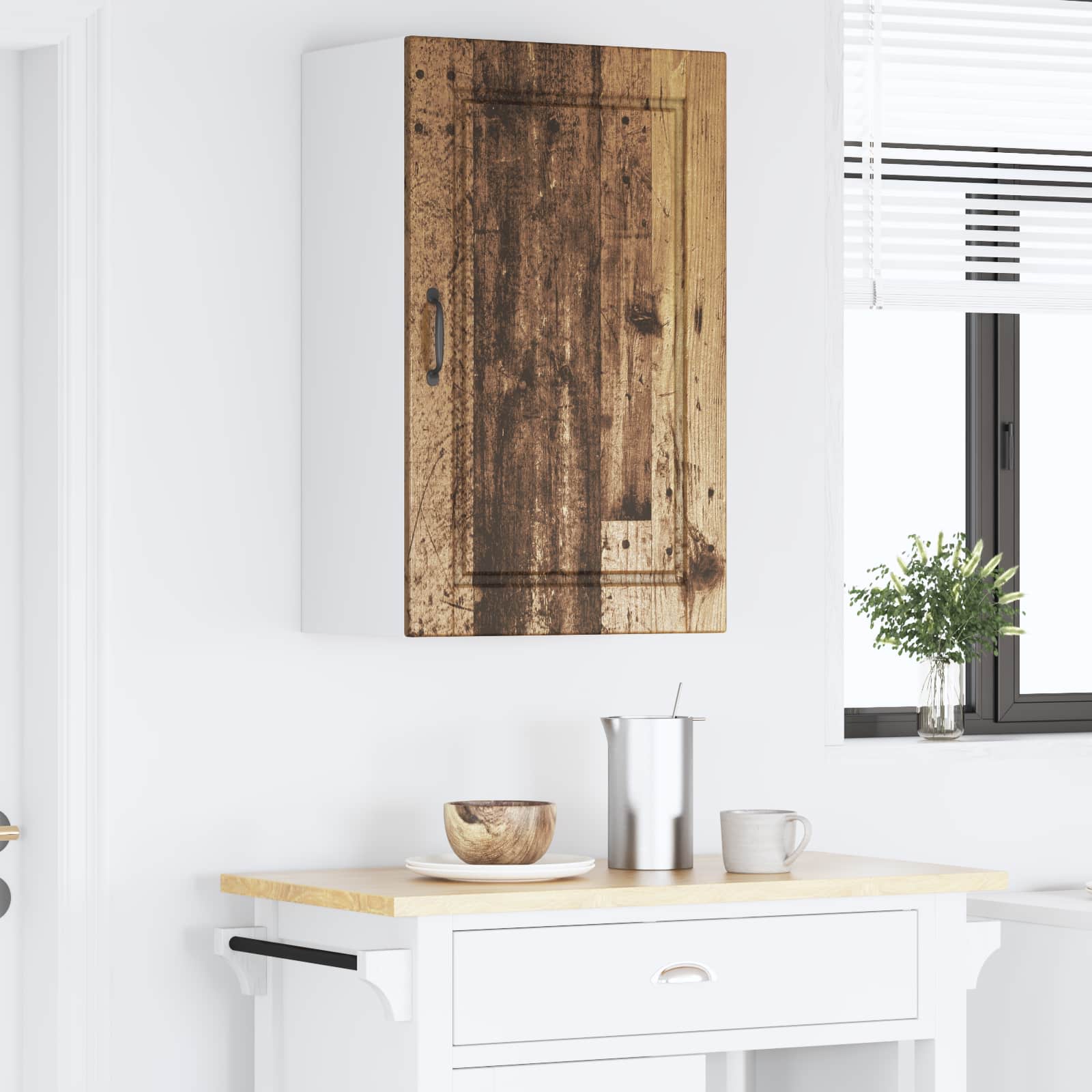 Keukenkast met plank Oudhout 50 x 31 x 80 cm Bewerkt hout is nu te koop bij PeponiXL, paradijselijk wonen!