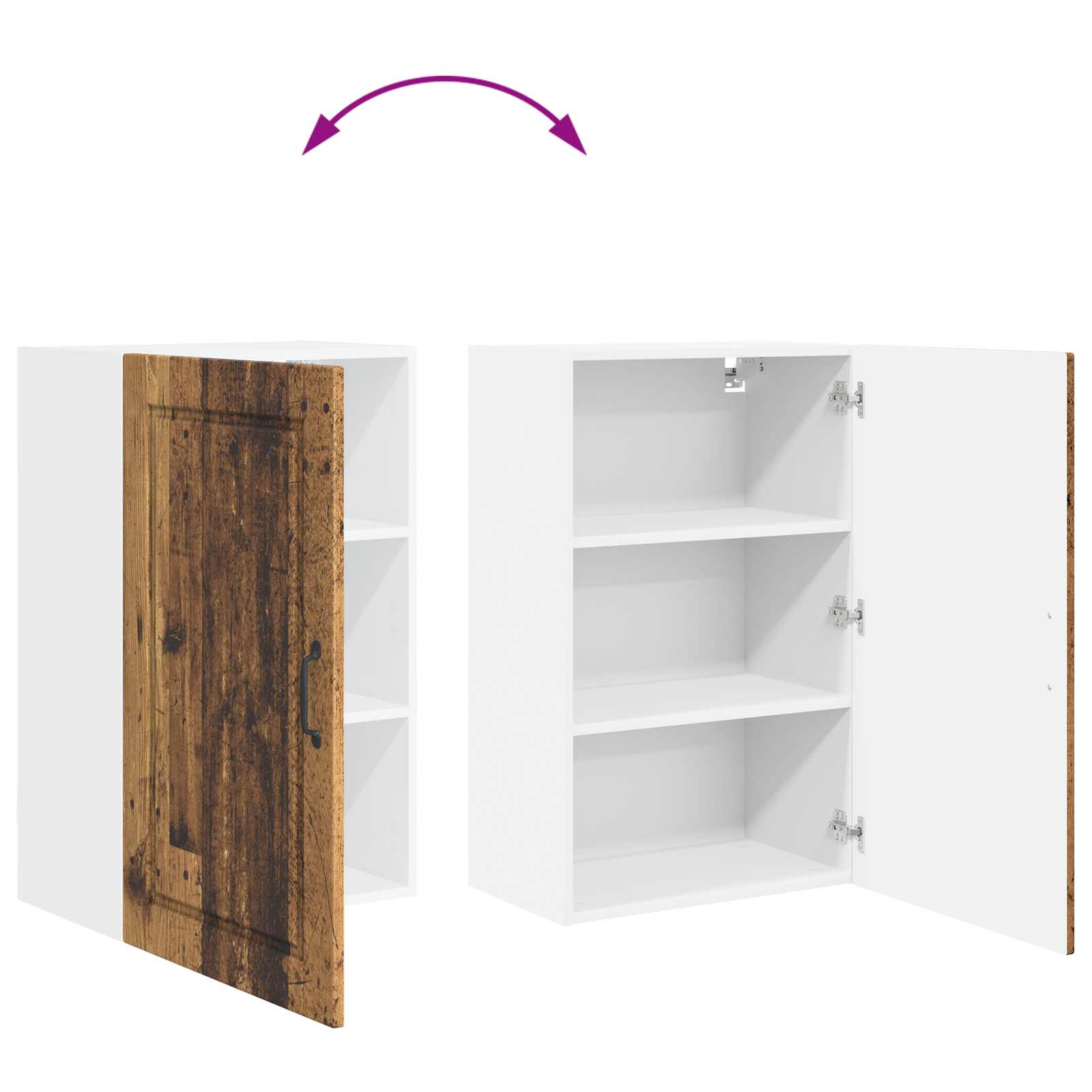 Keukenkast met plank Oudhout 50 x 31 x 80 cm Bewerkt hout is nu te koop bij PeponiXL, paradijselijk wonen!