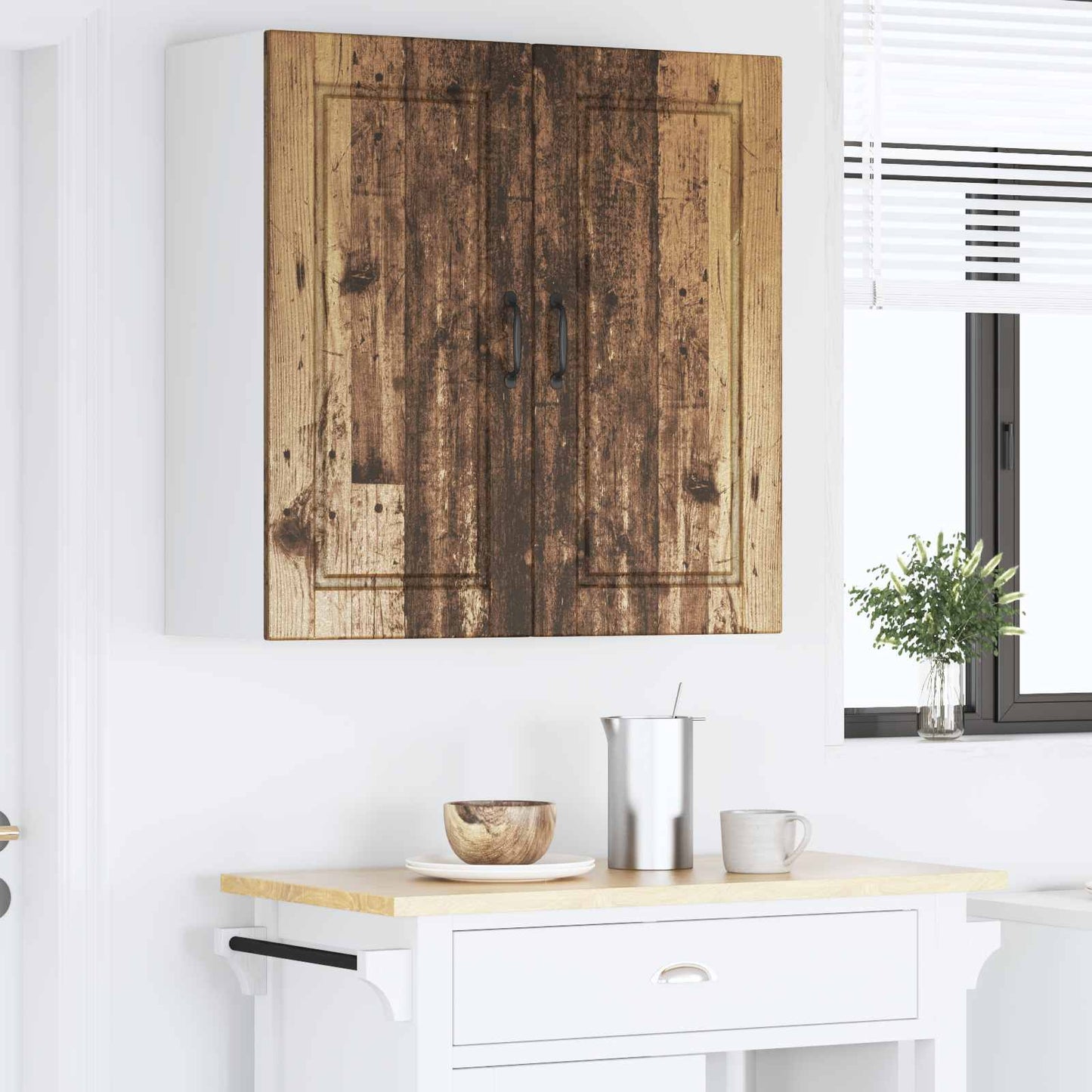 Keukenkast met plank Oudhout 80 x 31 x 80 cm Bewerkt hout is nu te koop bij PeponiXL, paradijselijk wonen!
